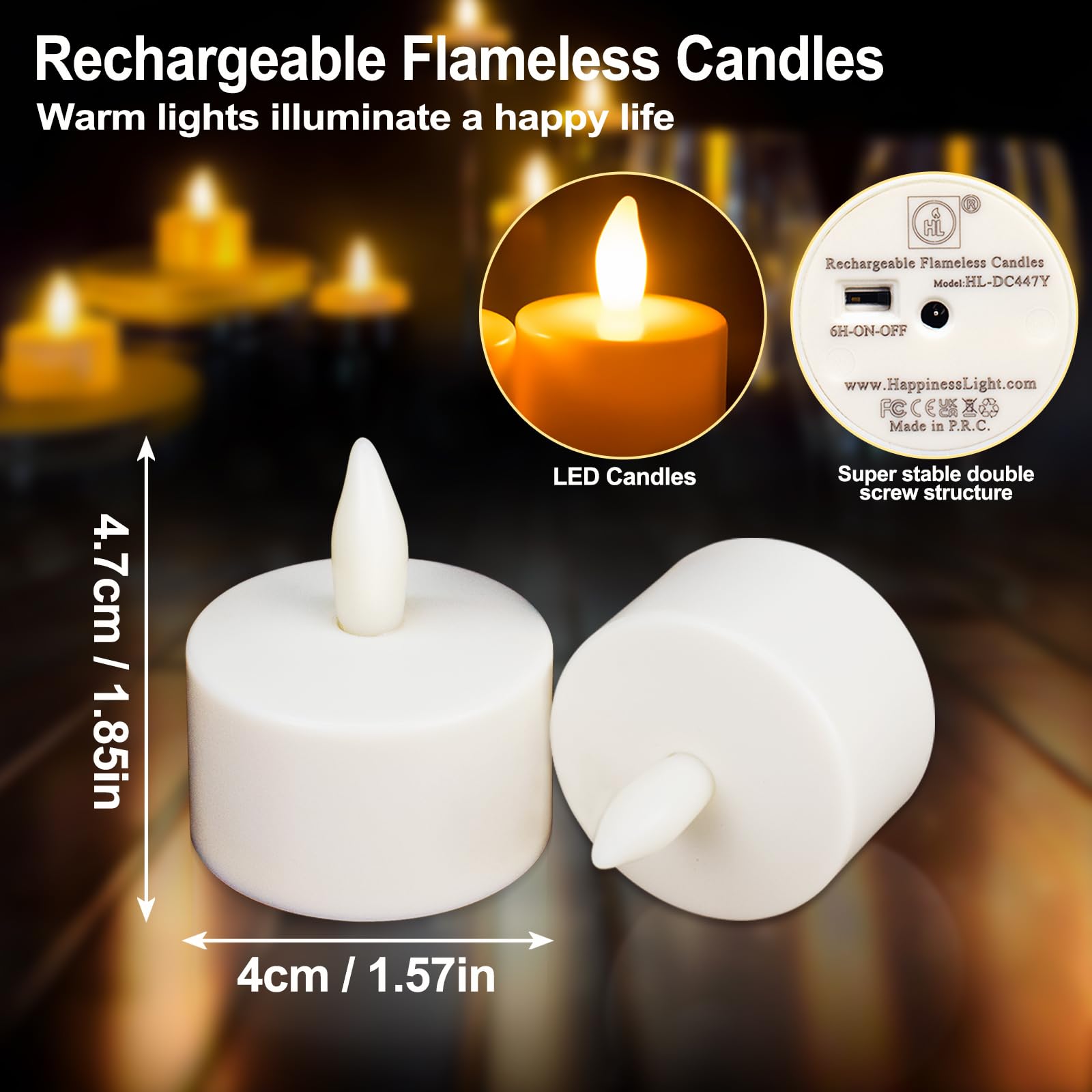 Hl Rechargeable Battery Candles With Remote Timer, 6Pcs 50+Hours Rechargeable Tea Lights Candle, Led Votive Tea Lights Candles Y