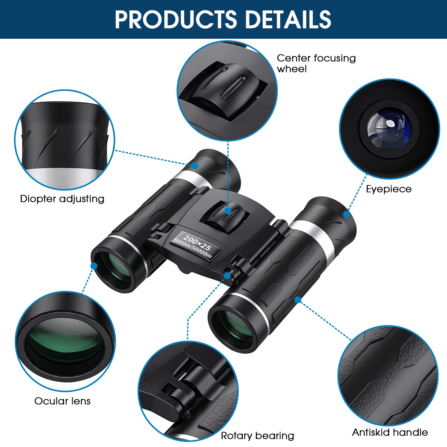 200X25 Compact Binoculars For Adults And Kids, High Powered Mini Pocket Binoculars, Waterproof Small Binoculars For Bird Watchin