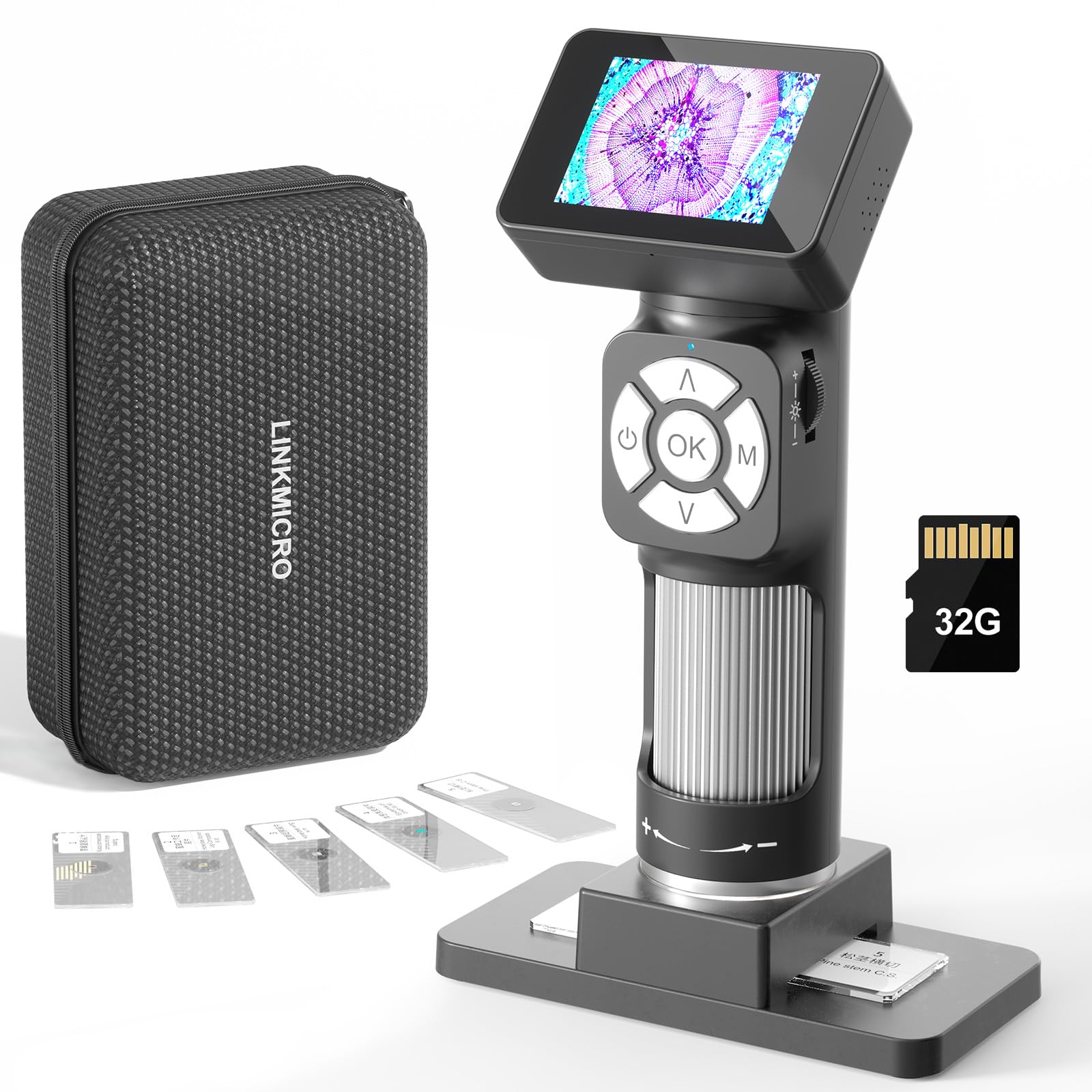 Linkmicro Lm112 Microscope For Kids 8 12, Handheld Microscope With 2'' Screen, 500X Portable Microscope Kit With Case, Usb Magni