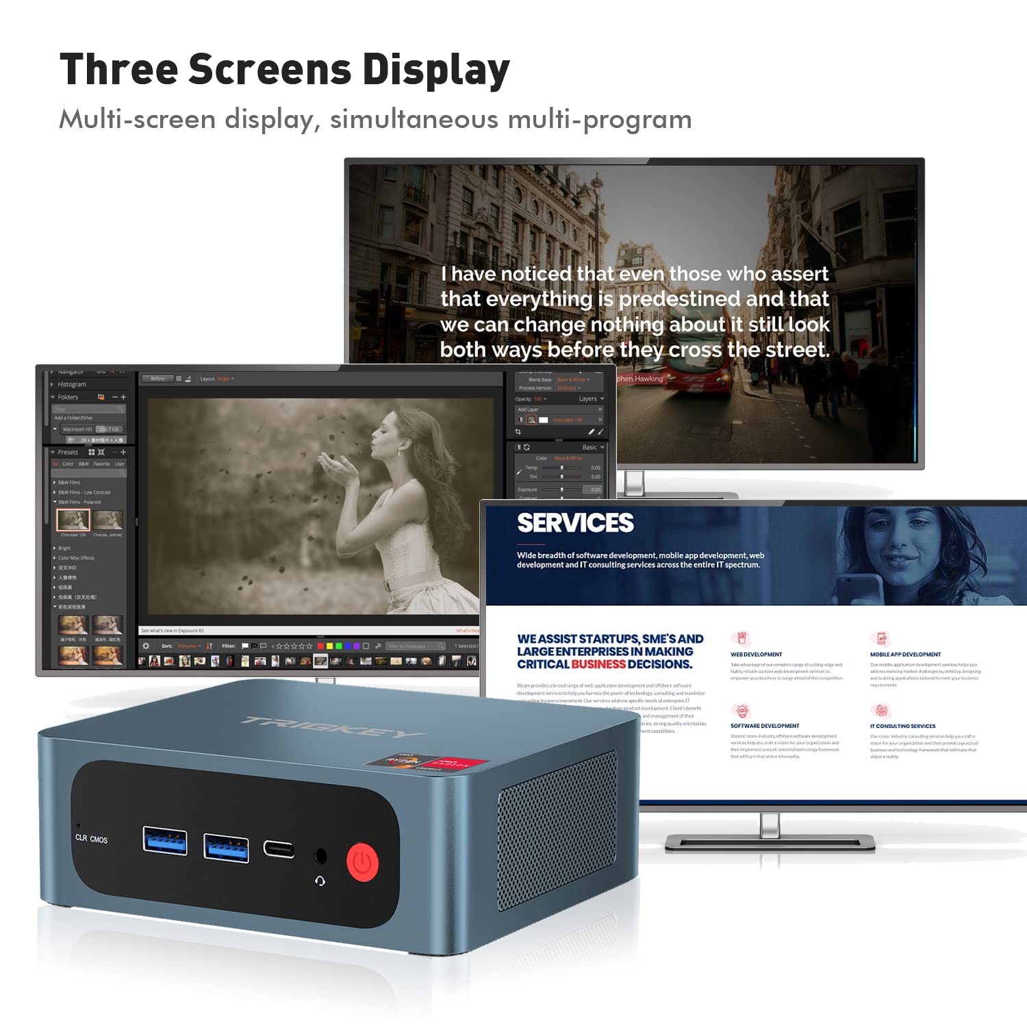 Trigkey Desktop Computer Ryzen 5 5500U(6 Cores, 12 Threads) 16 Gb Ddr4 500Gb M.2 Nvme(Max 2350Mb/S) Ssd Gaming S5 Mini Computer