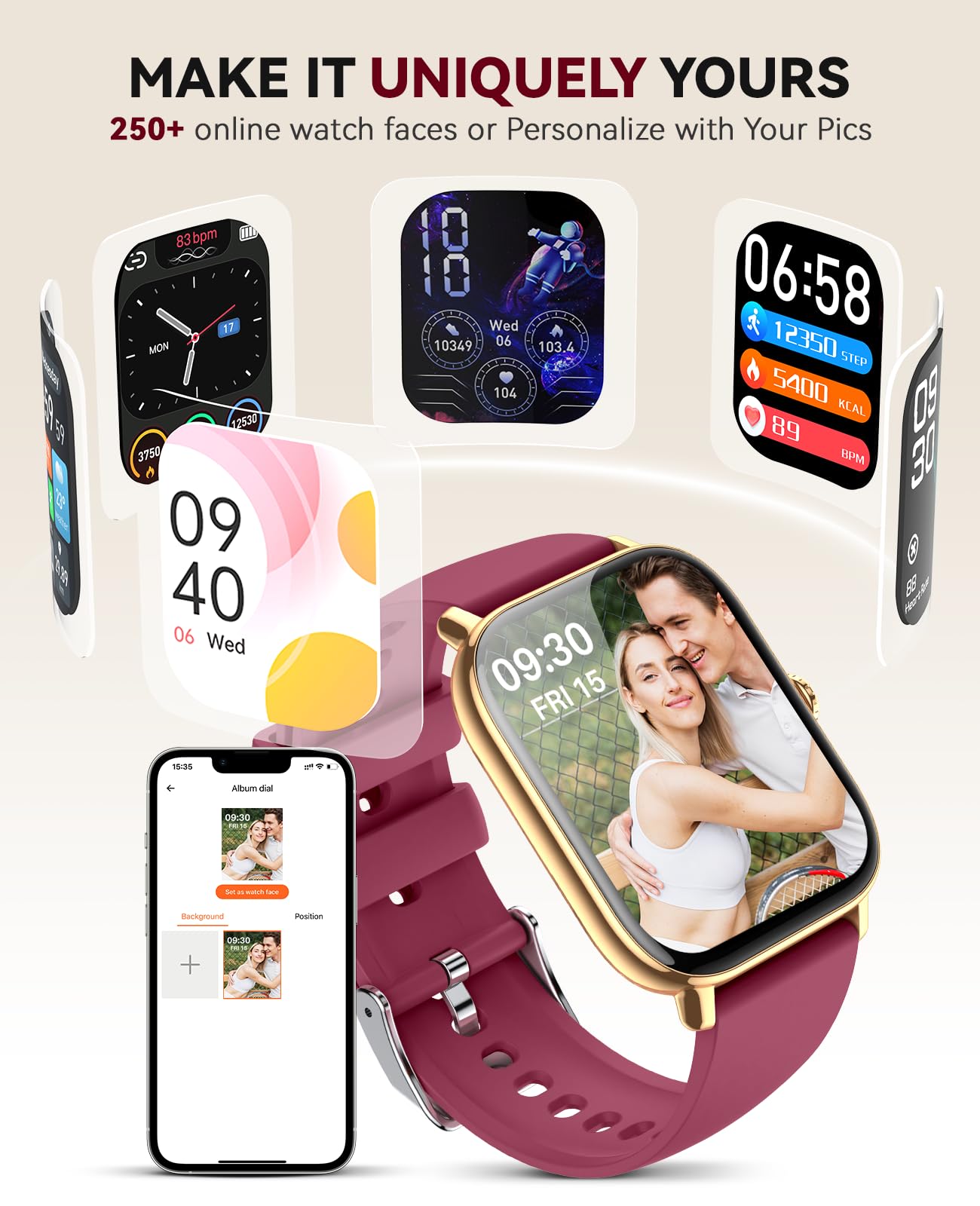 Smart Watch For Women Men  Answer/Make Call, 2025 1.91'' Ip68 Waterproof Fitness Step Sleep Tracker Watch With Heart Rate Monito