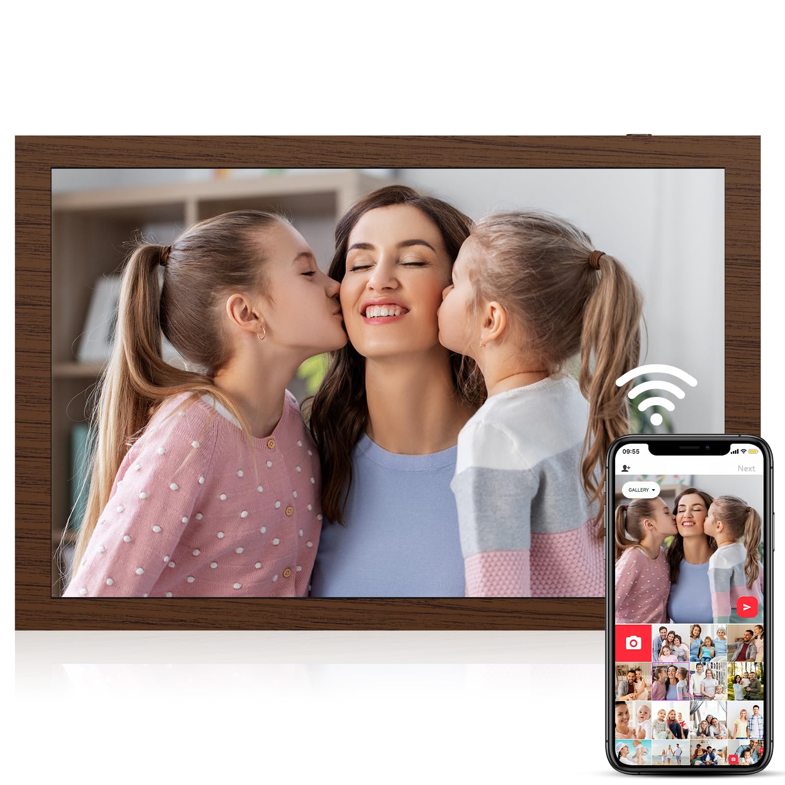 Kosshe 10.1'' Wifi Digital Picture Frame, Smart Electronic Photo Frame, 1280X800 Ips Hd Touch Screen, Auto Rotate, Easy Setup To