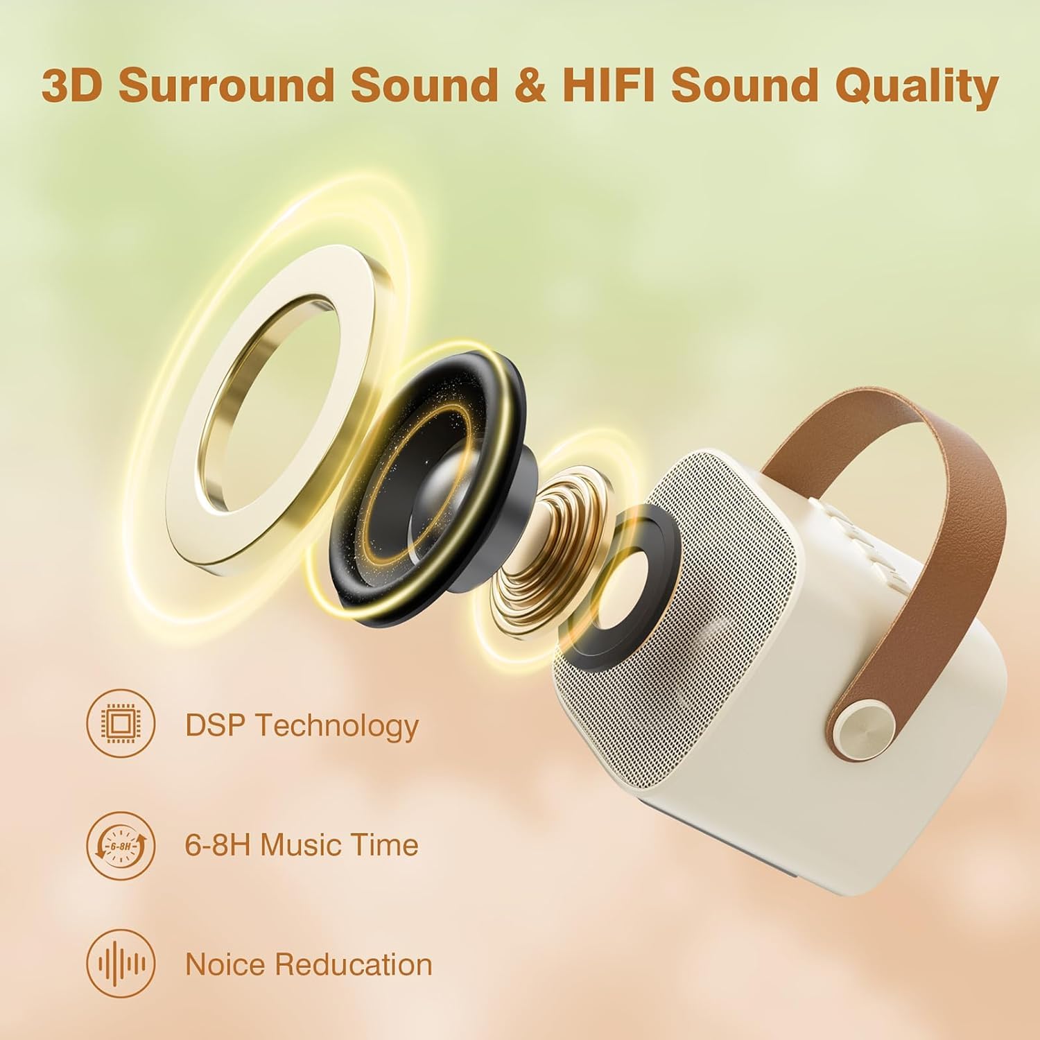 Mini Karaoke Machine For Kids Adults, Portable Bluetooth Karaoke Speaker With 2 Wireless Microphones For Girls Boys 3 11,12+ Yea