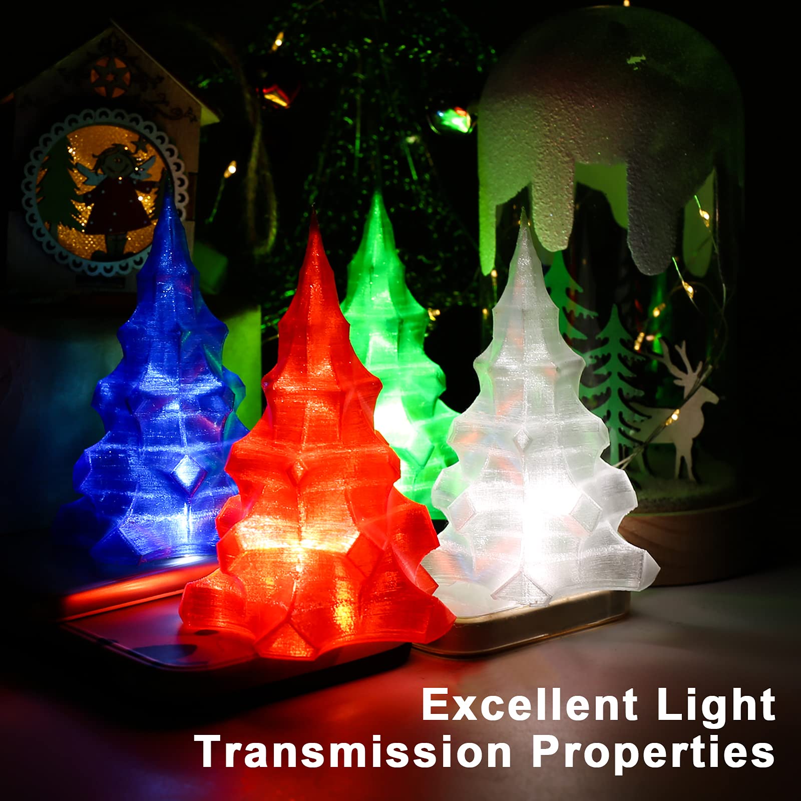 Amolen 3D Printer Filament Bundle, Petg Filament 1.75Mm,Transcucent Clear/White,Red,Green,Blue Filament,Petg Transparent Filamen