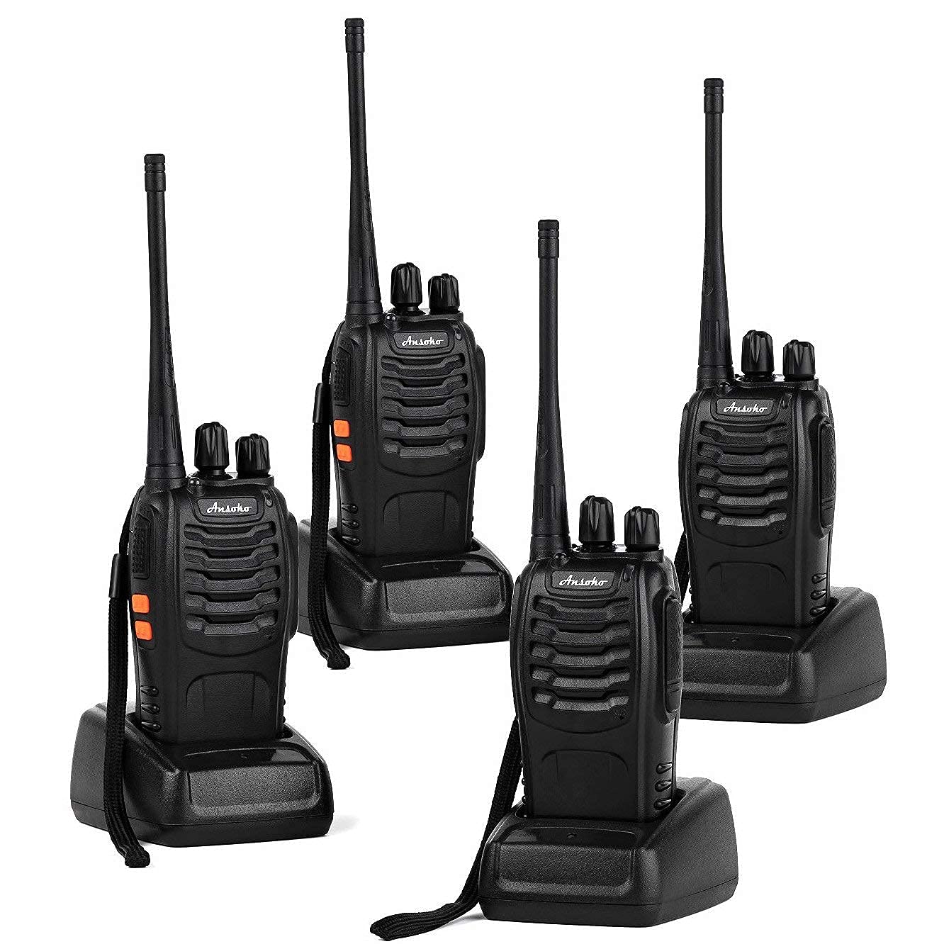 Ansoko Long Range Walkie Talkies Rechargeable Two Way Radios 16 Channel Uhf 2 Way Radio For Adults (Pack Of 4)