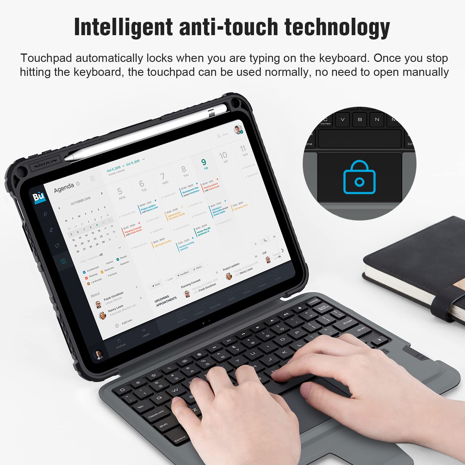 Nillkin Ipad Keyboard Case 10Th Generation(10.9'', 2022), Magnetic Detachable Keyboard Case With Slide Cover And Trackpad, Prote