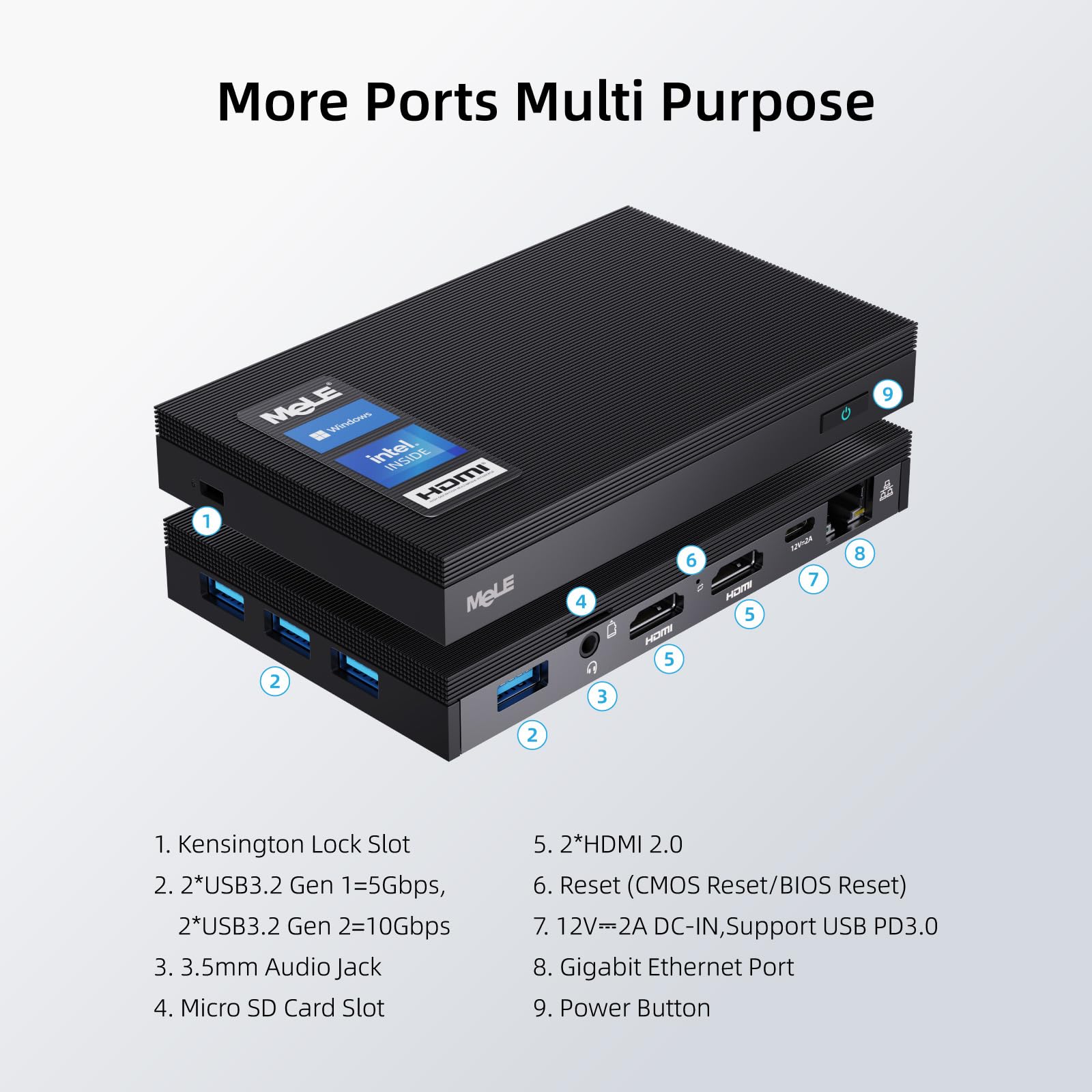 Mele Fanless Mini Pc Quieter3Q 11Th Gen N5105 8Gb 256Gb Windows 11 Pro Micro Computer Wifi 6 Small Desktop Service With Usb C Pd