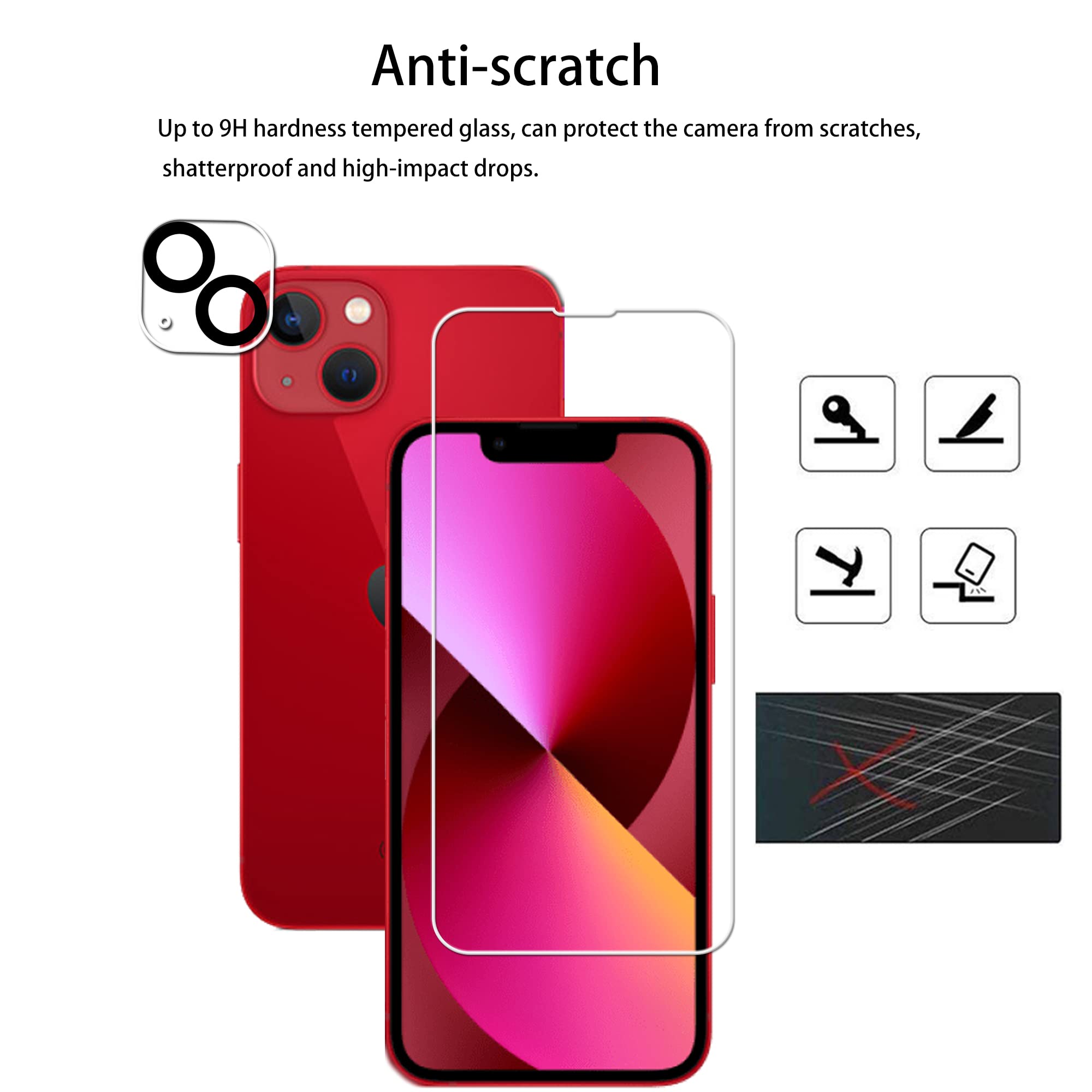 Hkkais Easy Alignment Frame Designed For Iphone 13 Mini Tempered Glass Screen Protector 2 Pack Camera Lens Protector Film 2 Pack