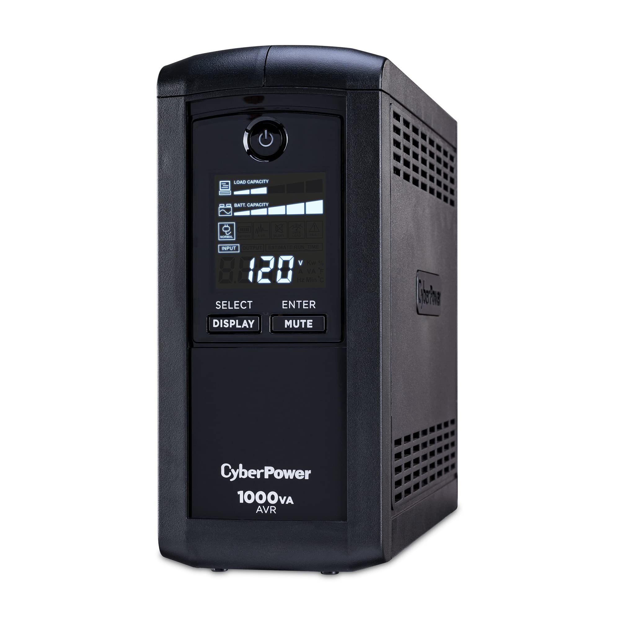 Cyberpower Cp1000Avrlcd Intelligent Lcd Ups System, 1000Va/600W, 9 Outlets, Avr, Mini Tower, Black