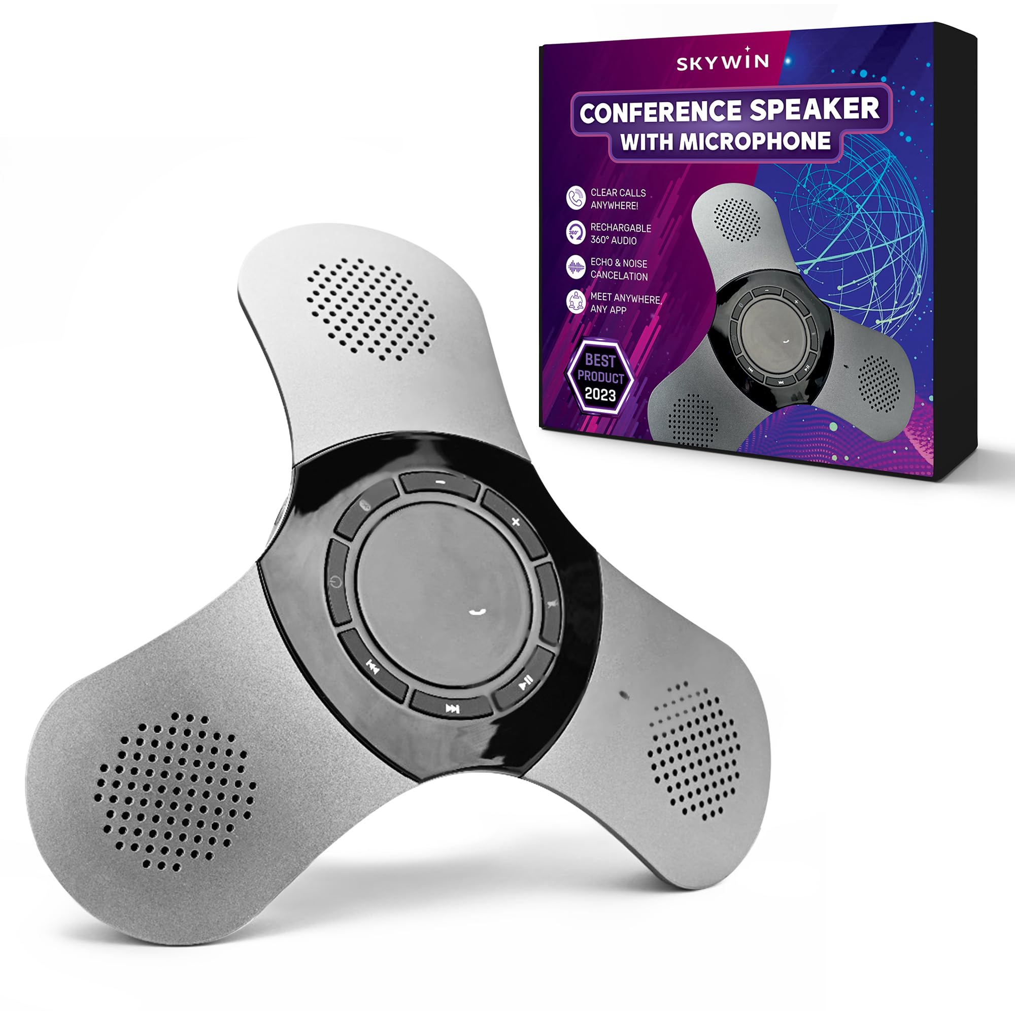 Skywin Bluetooth Conference Speaker with Microphone, Portable Wireless Speaker for Office Desk, Computer, and Laptop, Bluetooth 