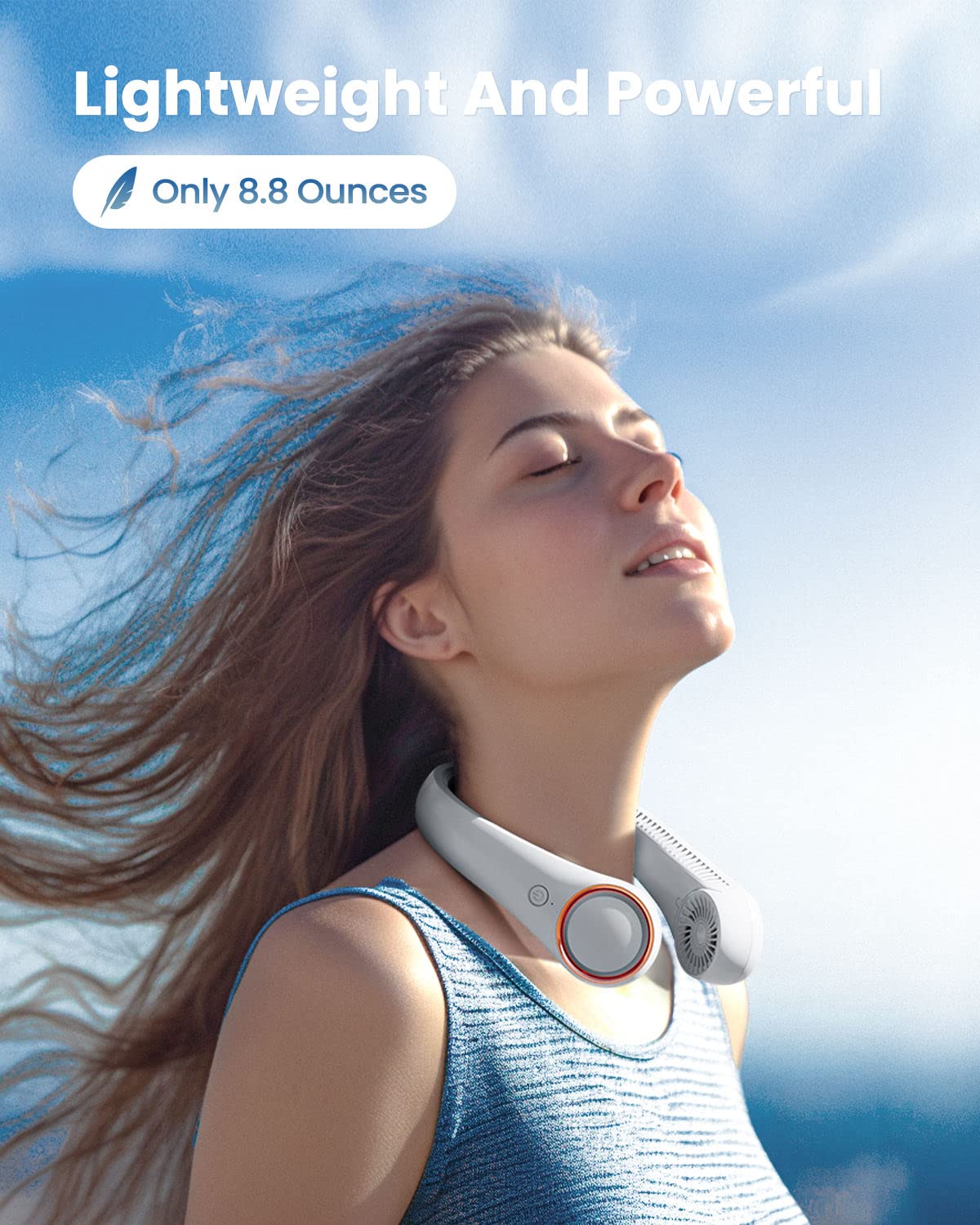 Gaiatop Portable Neck Fan, Rechargeable Hands Free Bladeless Portable Mini Fans, 3 Speeds 72 Air Outlet, Free Adjustment Persona