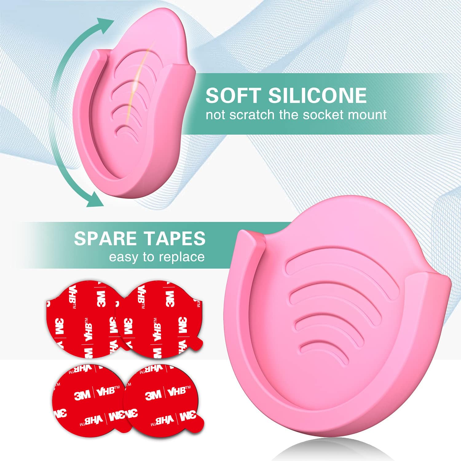 Pop-Tech Phone Grip Holder For Socket Users, 2 Pack Silicon Car Mount For Expanding Phone Stand With Strong 3M Adhesive Double S