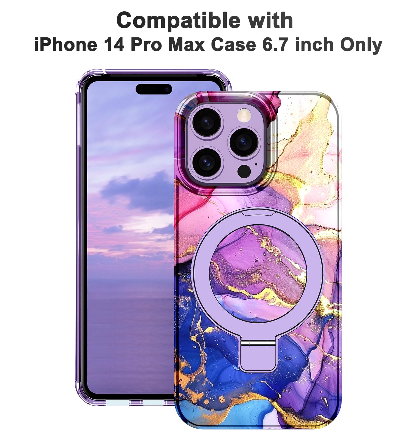 Lamcase For Iphone 14 Pro Max Case With Magnetic Invisible Ring Stand [Compatible With Magsafe], Full Body Rugged Slim Women Men