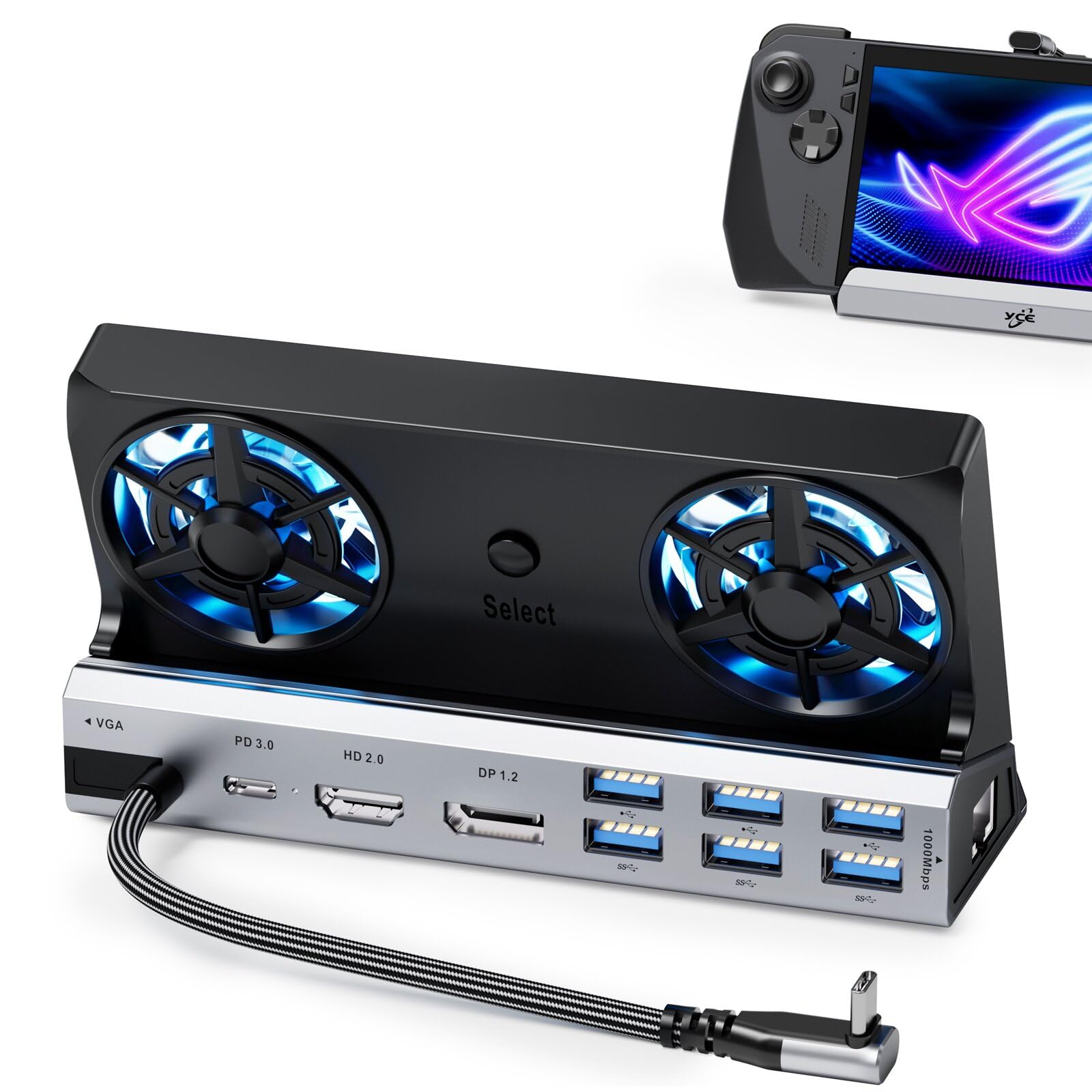 ChampSun 14-in-1 Dual Fan Steam Deck Dock Suitable Valve Steam Deck & OLED/Asus ROG Ally & X/Switch & 2 / Lenovo Legion Go & S &