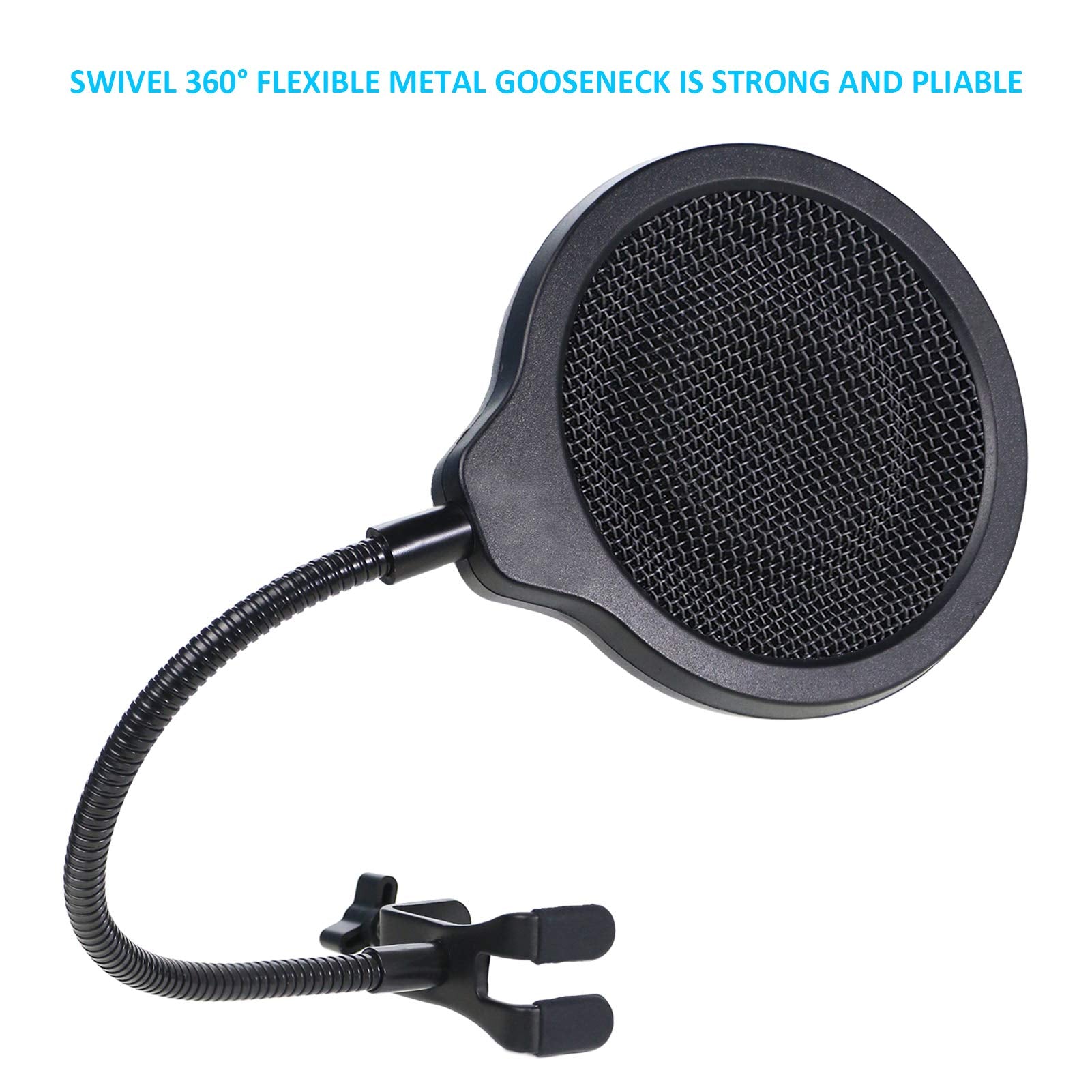 SUNMON SoloCast Microphone Pop Filter Mask Shield, 4 3-Layer Windscreen with 360° Gooseneck Clip for HyperX SoloCast Mic