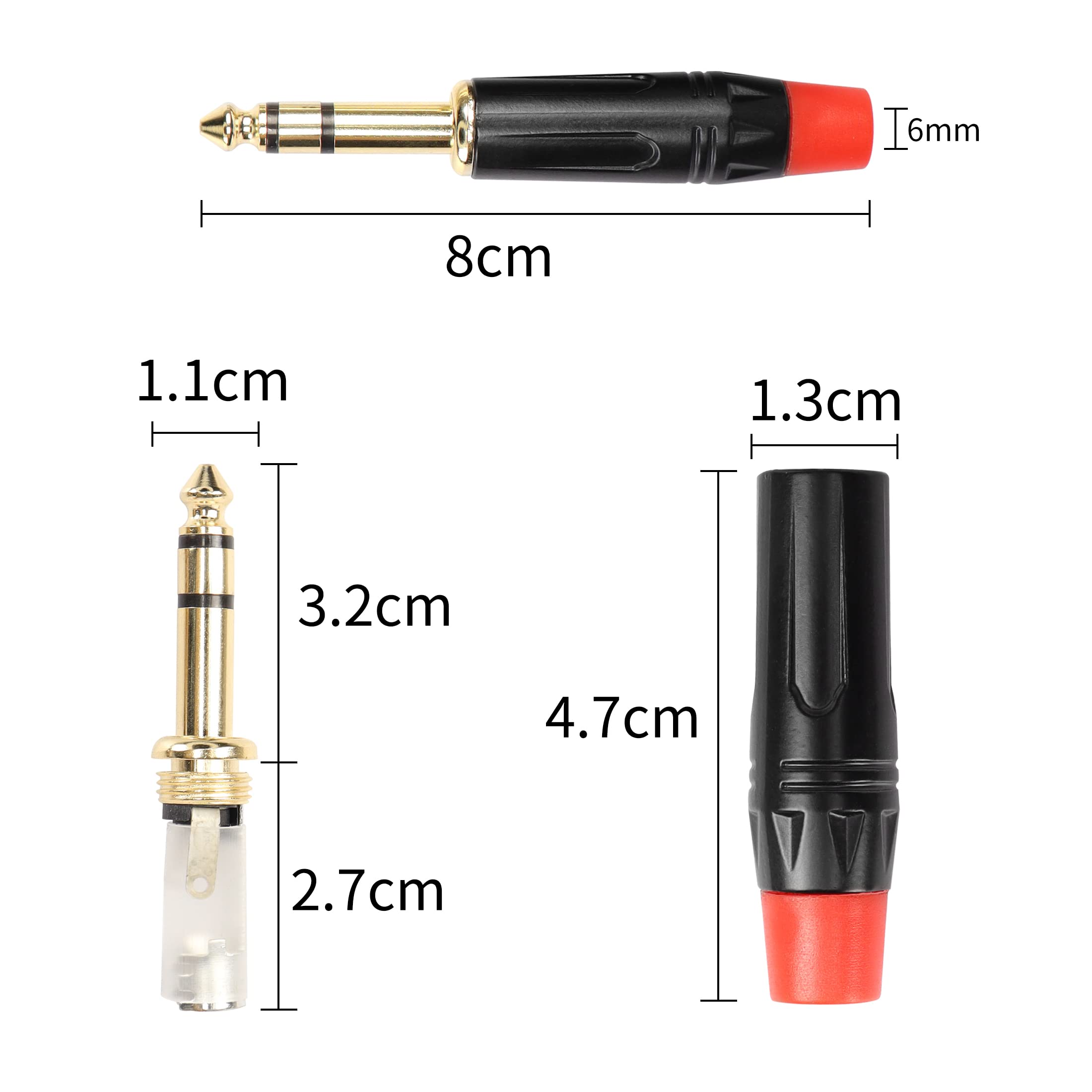 Yacsejao Trs 1/4'' Audio Plug 2Pack 6.35Mm Male Stereo Audio Plug 1/4 Inch Solder Type Stereo Plug For Dj Mixer Speaker Guitar C