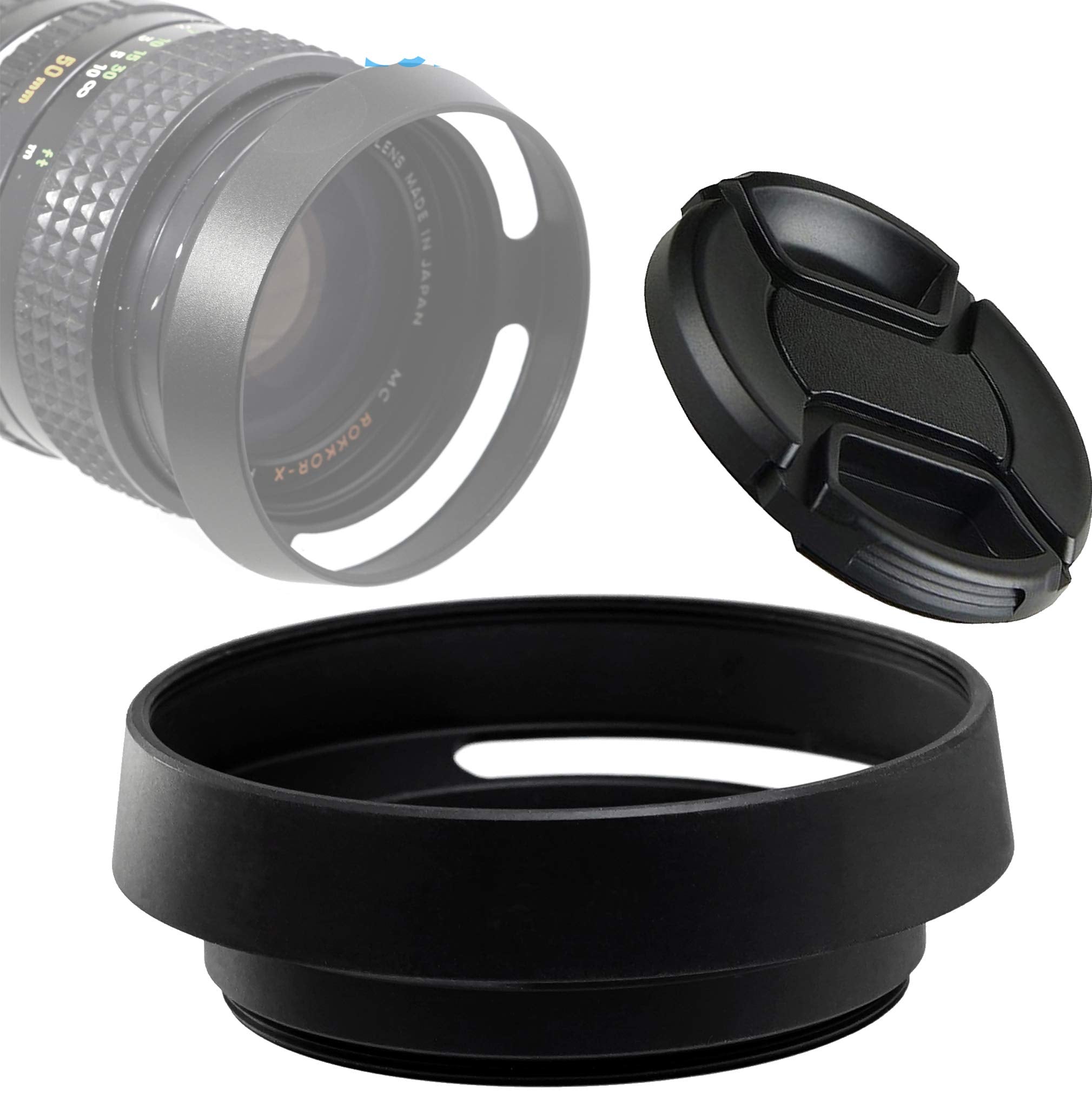 Fotasy 43Mm Metal Curved Lens Hood, 43Mm Vented Hood, 43Mm Lens Hood For Fuji Leica Leitz Panasonic Olympus Panasonic Sony Lens,