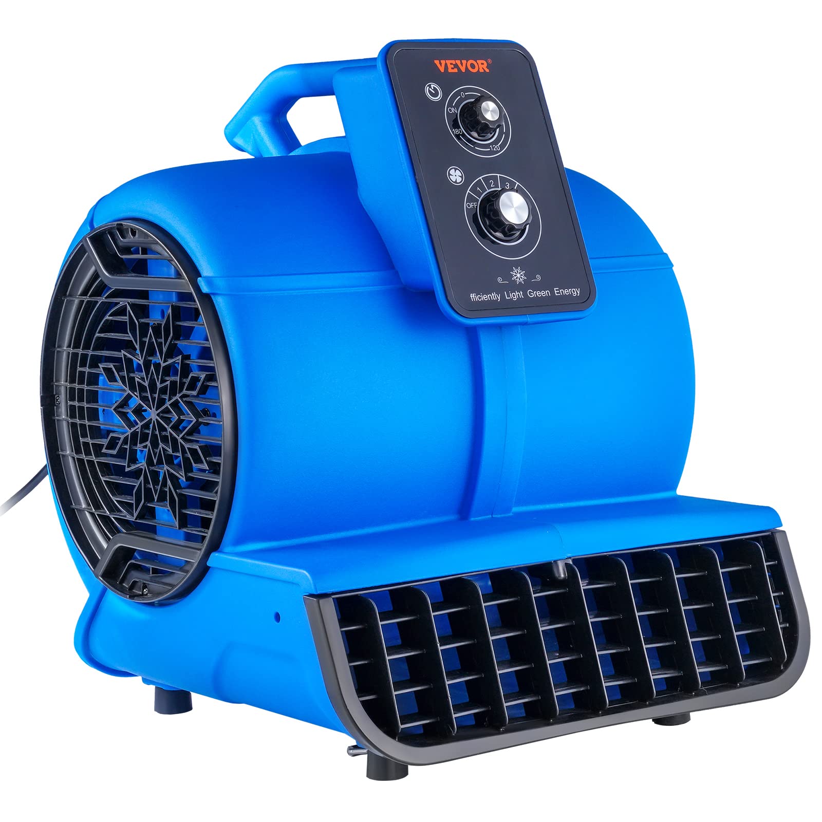 VEVOR Air Mover, 1/2 HP 2600 CFM Carpet Dryer for Cooling and Ventilating, Portable Floor Blower Fan with 4 Blowing Angles and T