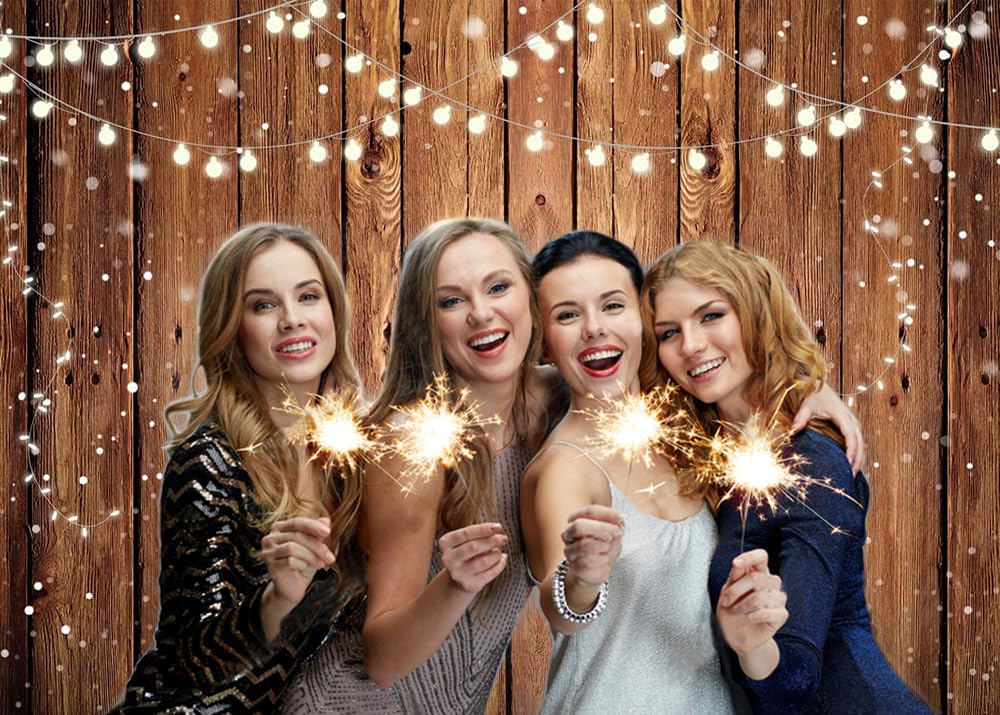 Chaiya 8X6Ft Brown Wood Backdrops For Photography Rustic Glitter Wood Backdrop Bridal Shower Baby Shower Banners Photo Booth Stu