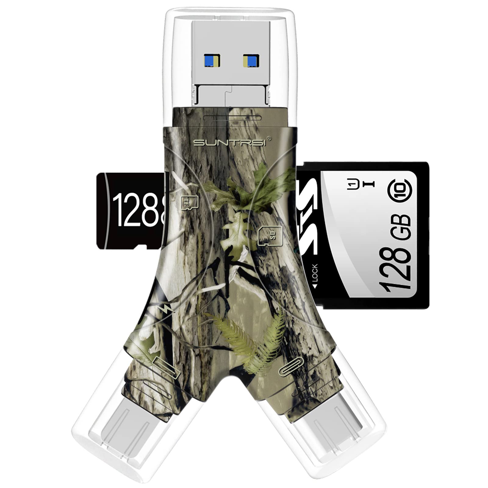 Sd Card Reader For Iphone/Ipad/Android/Mac/Computer/Camera,4 In1 Micro Sd Card Reader Trail Camera Viewer, Portable Memory Card