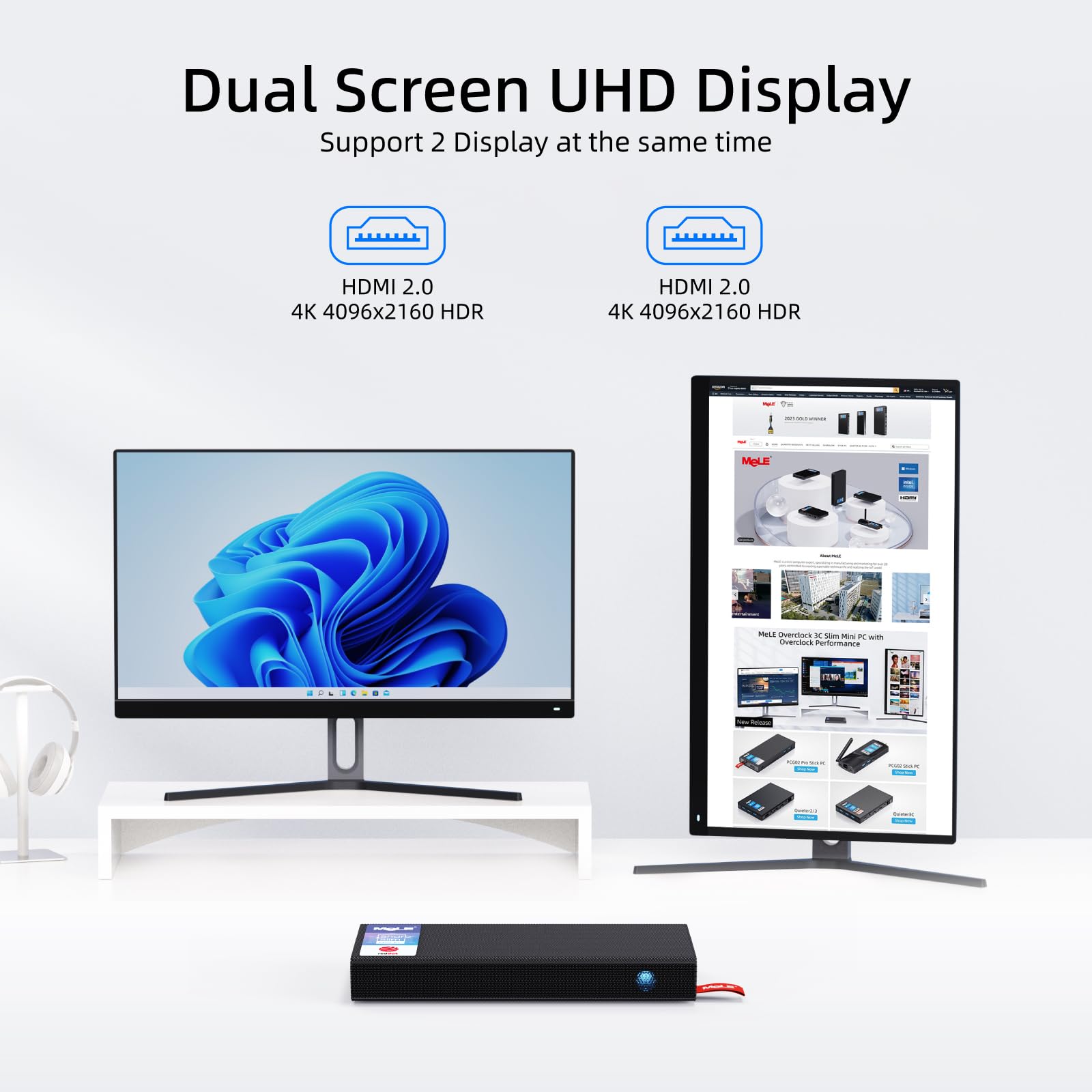 Mele Fanless Stick Pc Pcg02 Pro 12Th N100 8Gb/256Gb, Mini Computer Stick Dual Hdmi 4K 4266Mhz Lpddr4 Wifi5 Gigabit Ethernet Usb