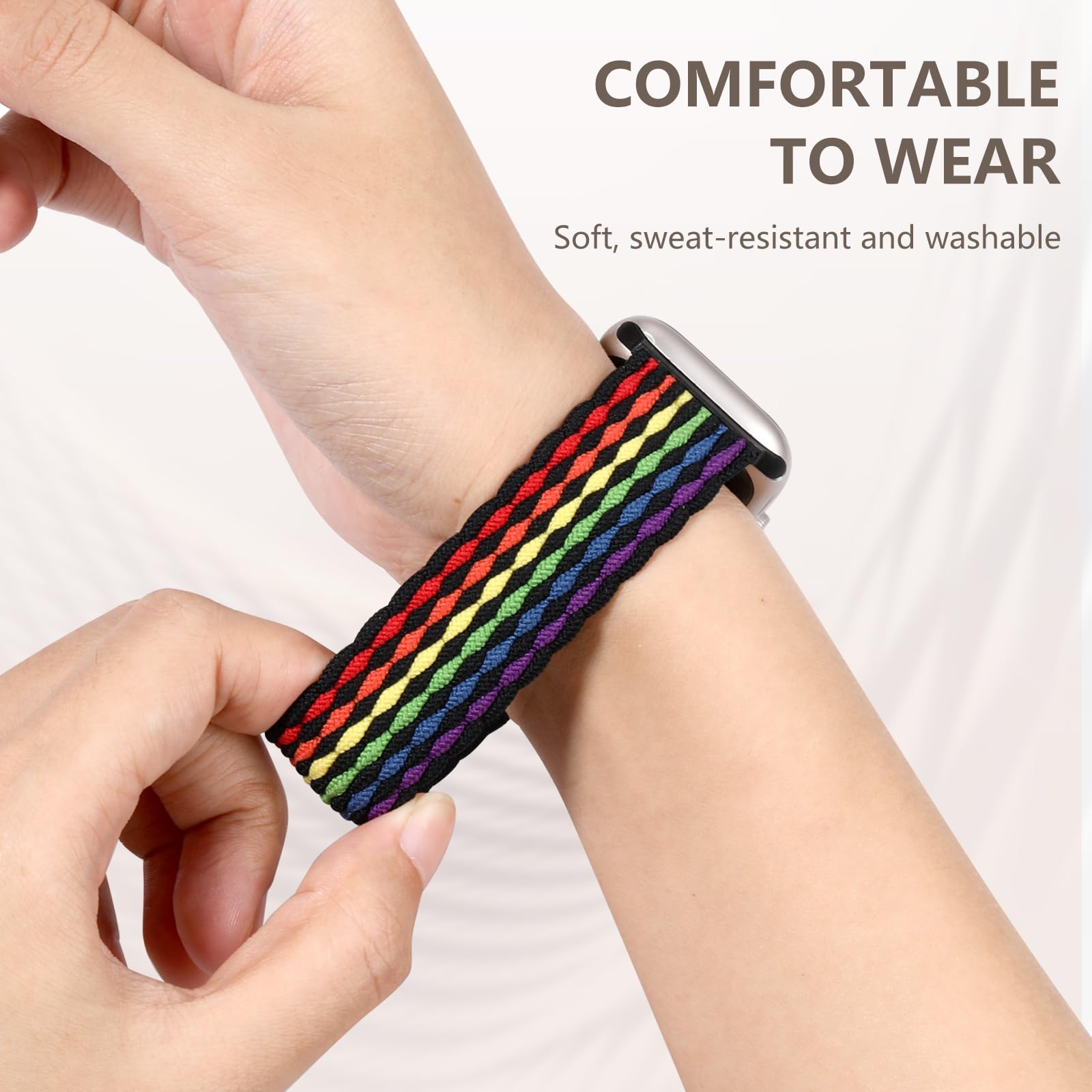 Zedoli Compatible With Apple Watch Band 38Mm 40Mm 41Mm 42Mm For Women Men, Stretchy Braided Solo Loop Elastic Nylon Sport Wristb