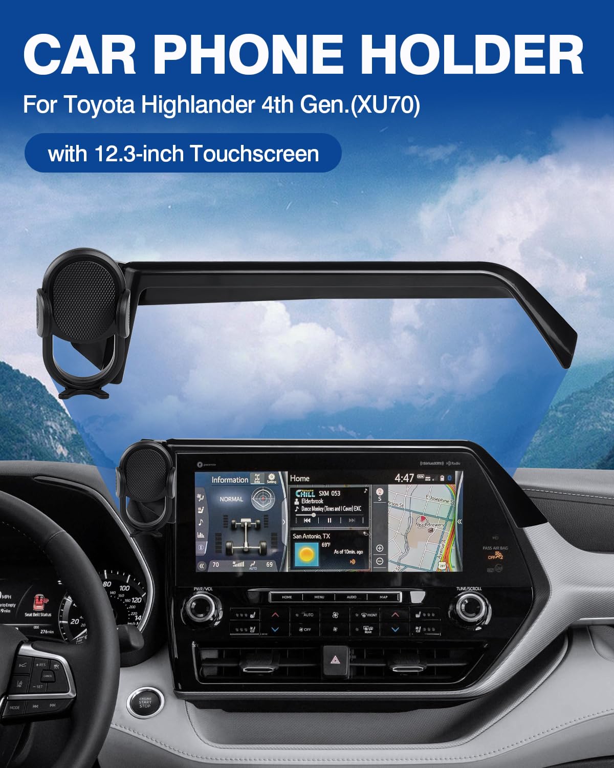 Autorder Custom Fit For Car Phone Holder 2020 2021 2022 Toyota Highlander Lmited/Platinum Accessories Phone Mount 12.3'' Screen