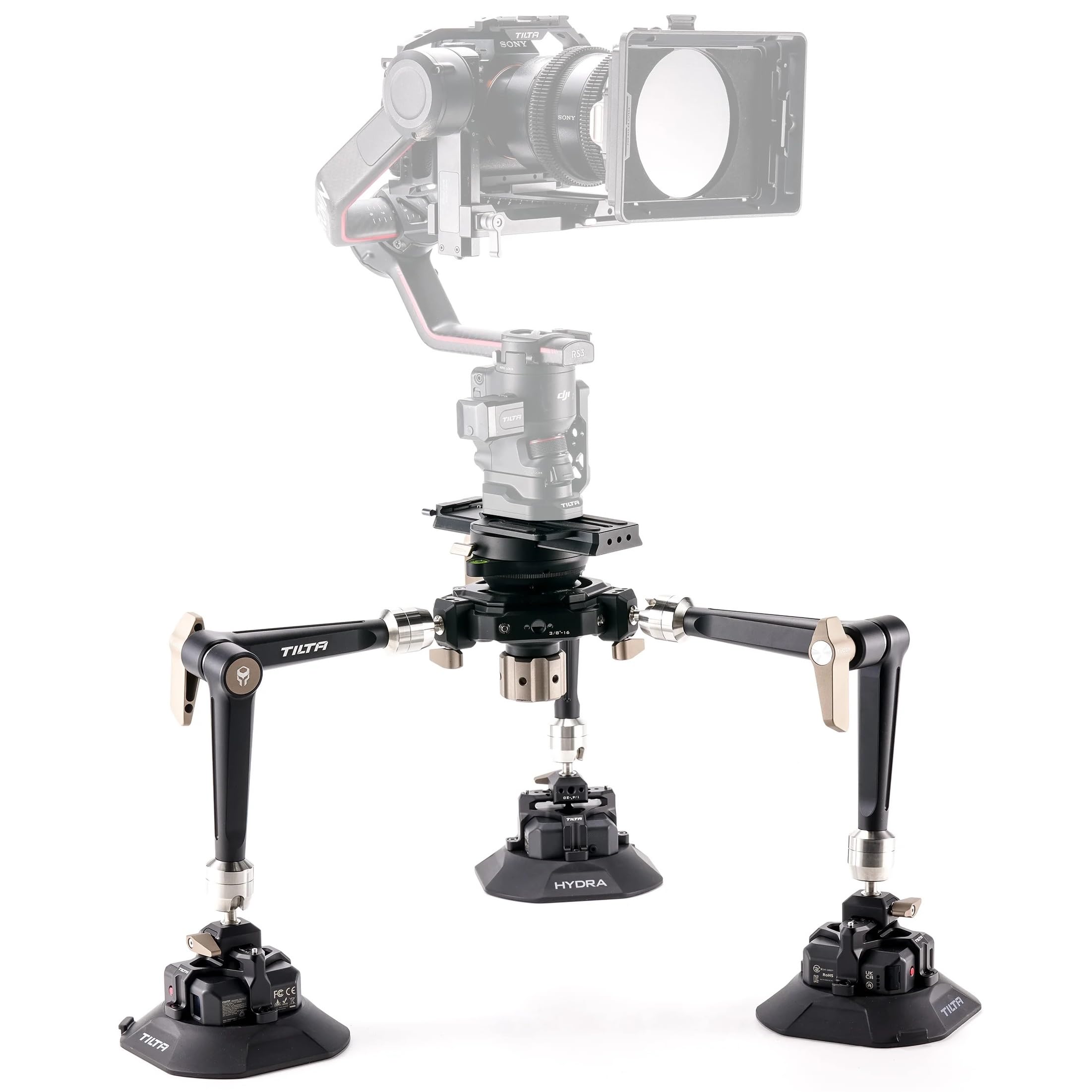 Tilta Hydra Articulating Car Mounting System with Suction Cups | Supports 75mm & 100mm Tripod Heads | Heavy Duty | Mount via Man