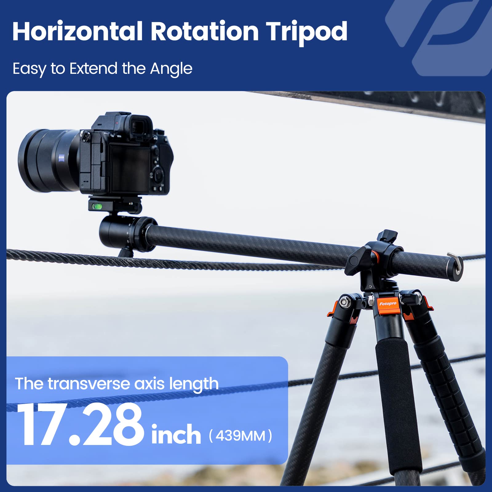 Fotopro Horizontal Camera Tripod 62.6 Inch Carbon Fiber 360 Degree Ball Head Quick Release Plate Dslr Tripod For Travel Camera V