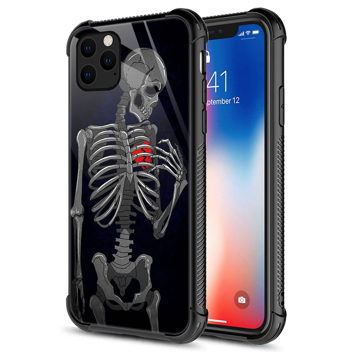 Carloca Compatible With Iphone 13 Case,Heart Broken Skull Identity Graphic Design Shockproof Anti Scratch Hard Acrylic Case For