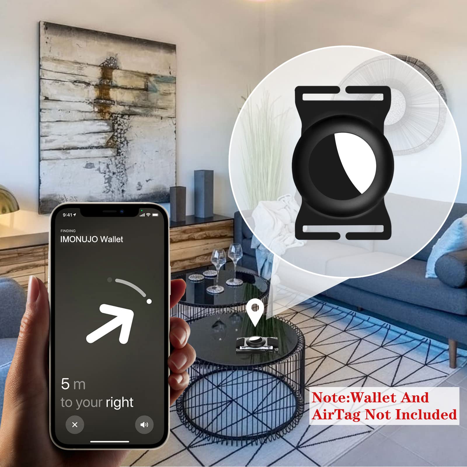 Metal Airtag Case, Airtag Holder Tracker Anti-Lost Protector Cover, Slim Aluminum Airtag Accessories With Cash Strap For Rfid Bl