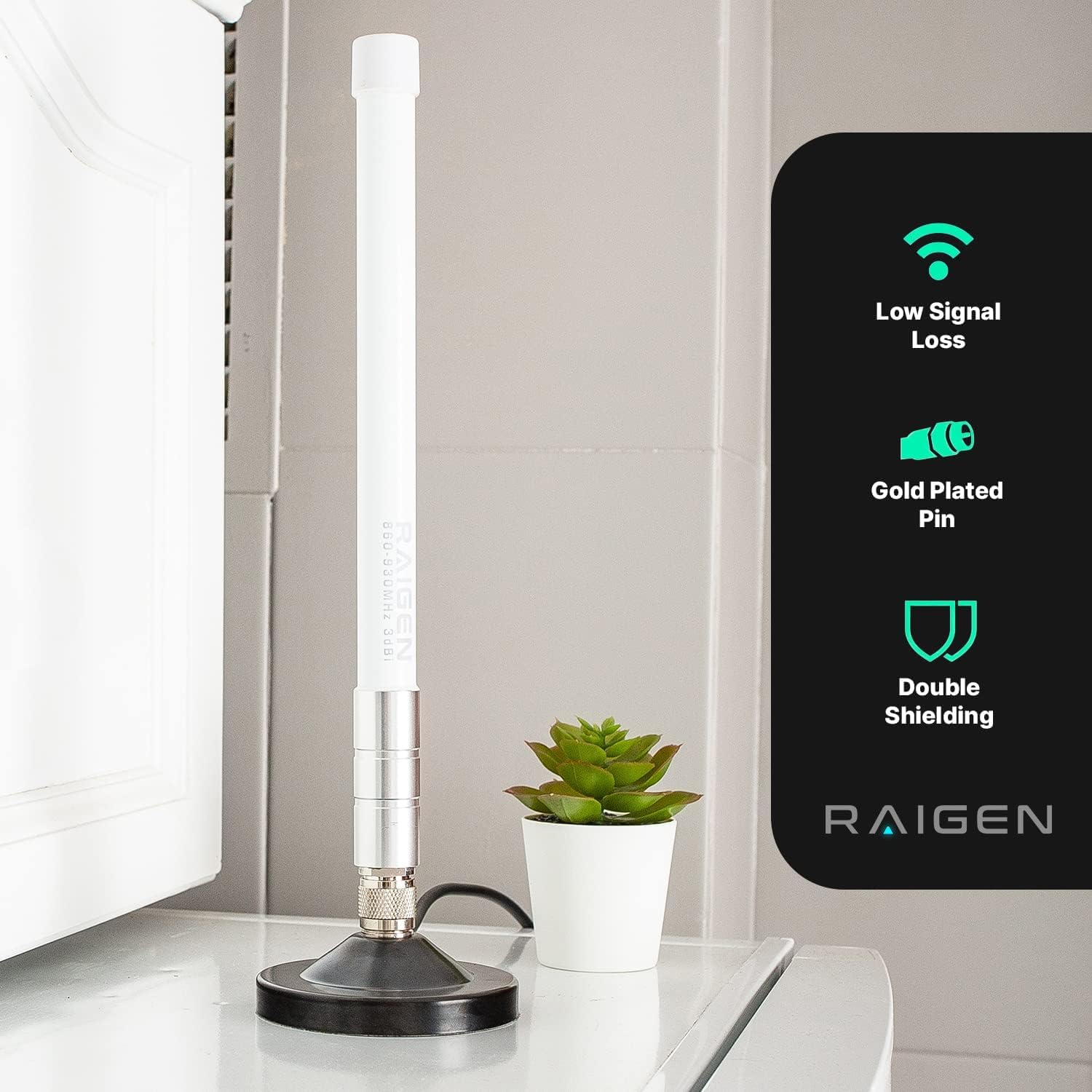 Lora Fiberglass Antenna & Magnetic Base, Sma Male Connector 6.5Ft Raigen 200 Cable For 915Mhz Helium Hotspot Miner For Mntd, Neb