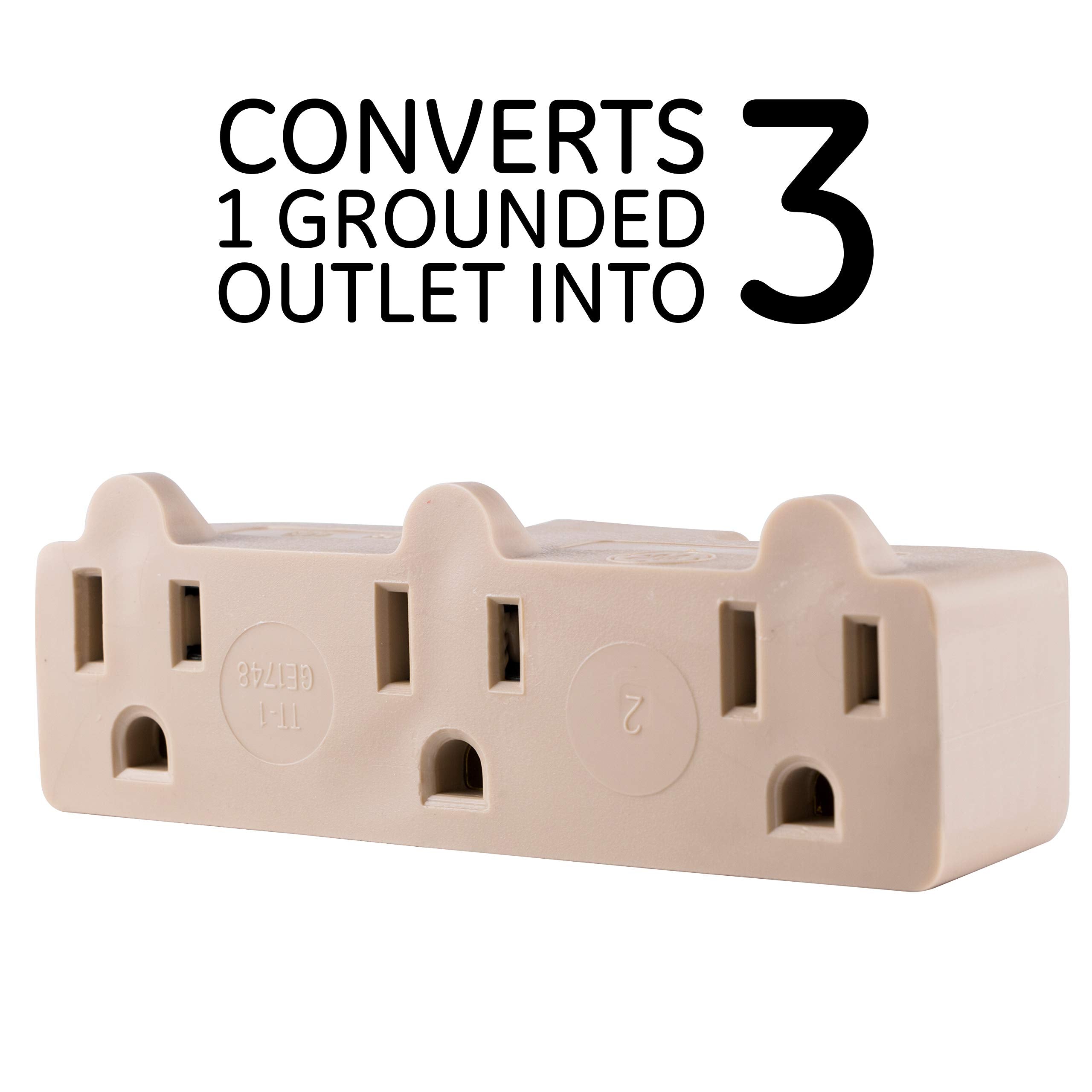 Ge 3 Outlet Extender, Grounded Wall Tap, 3 Prong, Multiple Plug, Power Splitter, Cruise Essentials, Use For Home Office School D