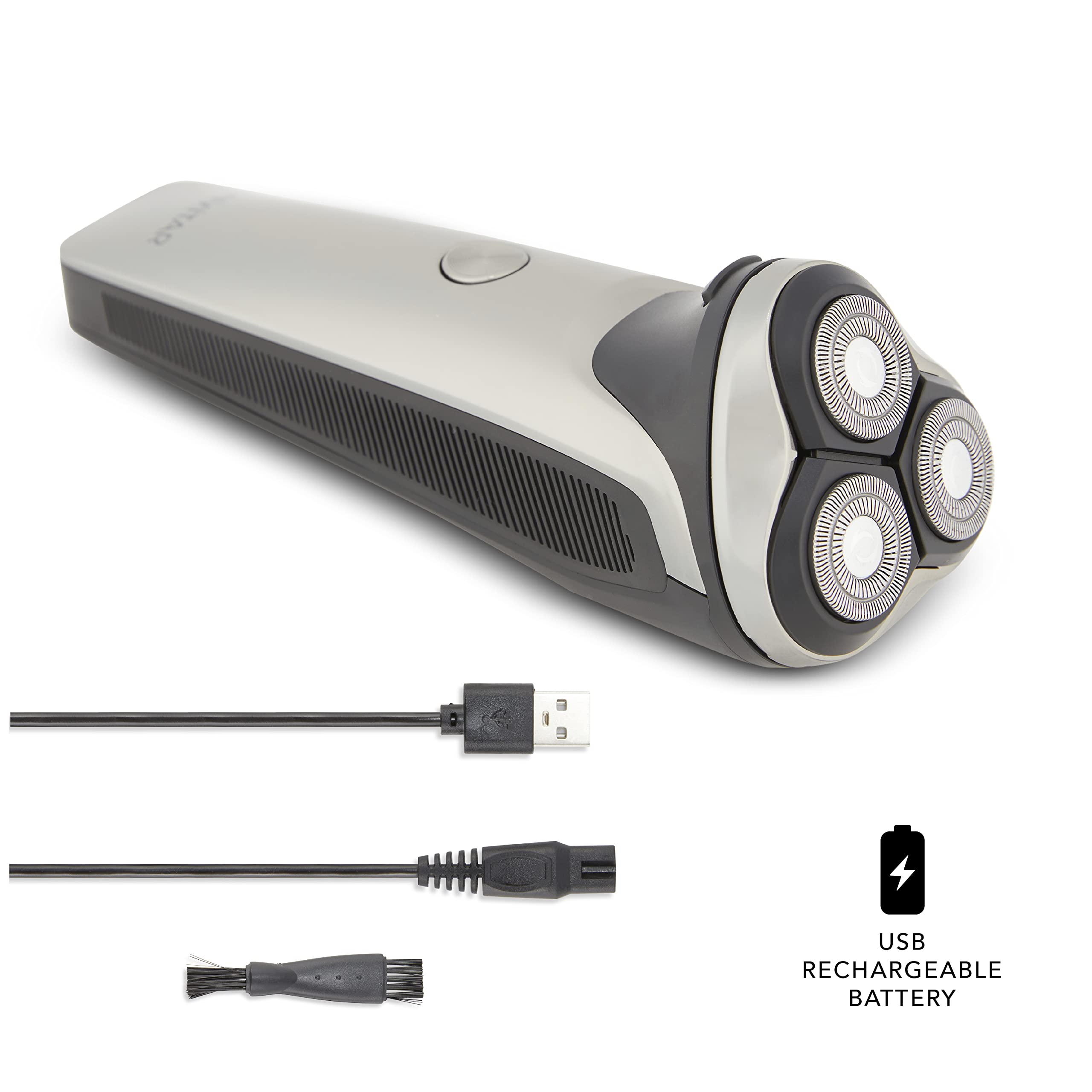 Vivitar Metallic Cordless 3 Head Rotary Shaver, Cordless Electric Rotary Shaver For Men With Three Independently Floating Heads,