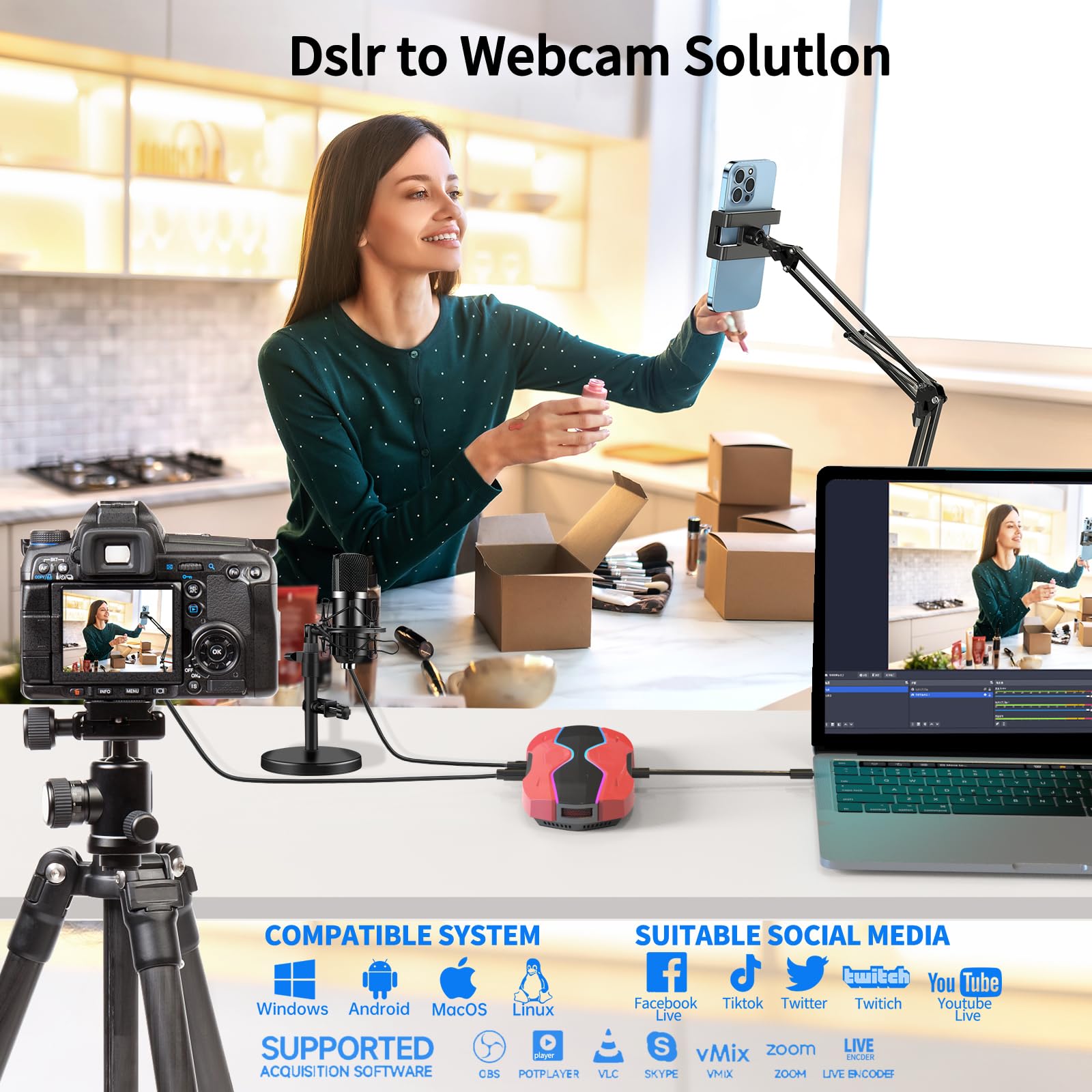 Kuhaimi Capture Card, 4K Hdmi Video Capture Card For Streaming, Usb3.0 Low Latency, Full Hd 4K 60/1080P 240Fps For Streaming/Gam