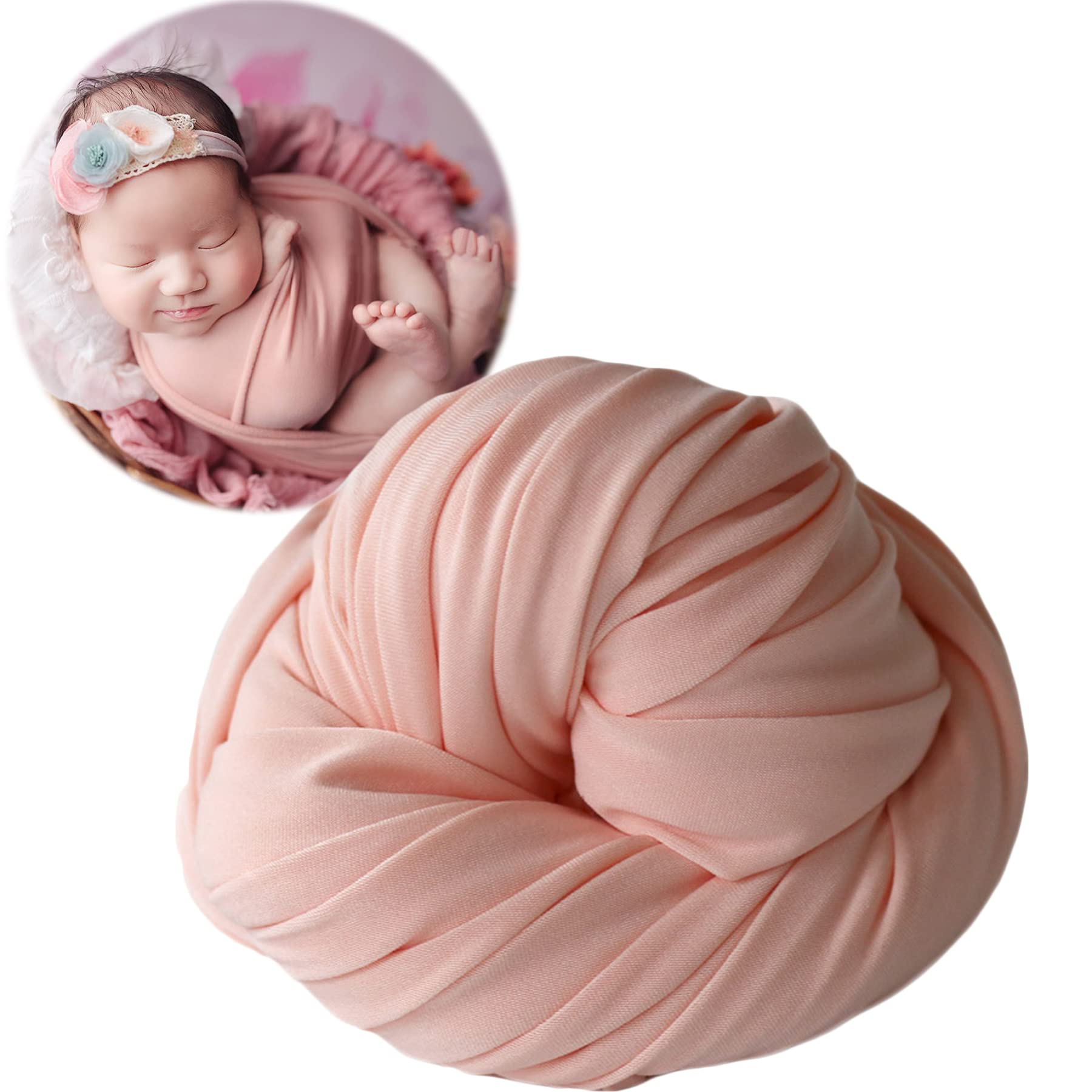 Newborn Photography Stretch Wrap Boy Girl Baby Wraps Photography Props Baby Photo Prop Stretch Blanket For Baby (Light Orange)