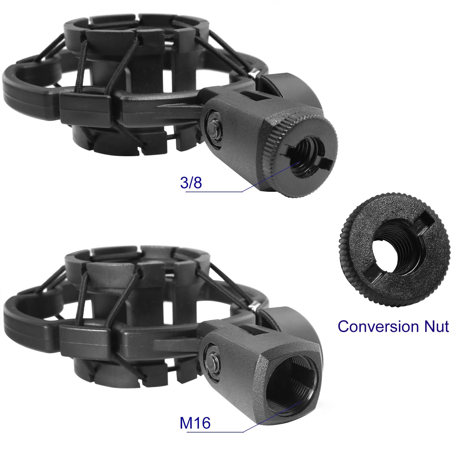 Microphone Shock Mount Luorng Universal Black Anti Vibration Mic Holder For 42~46Mm/1.65~1.81In Diameter Studio Condenser Mic, M