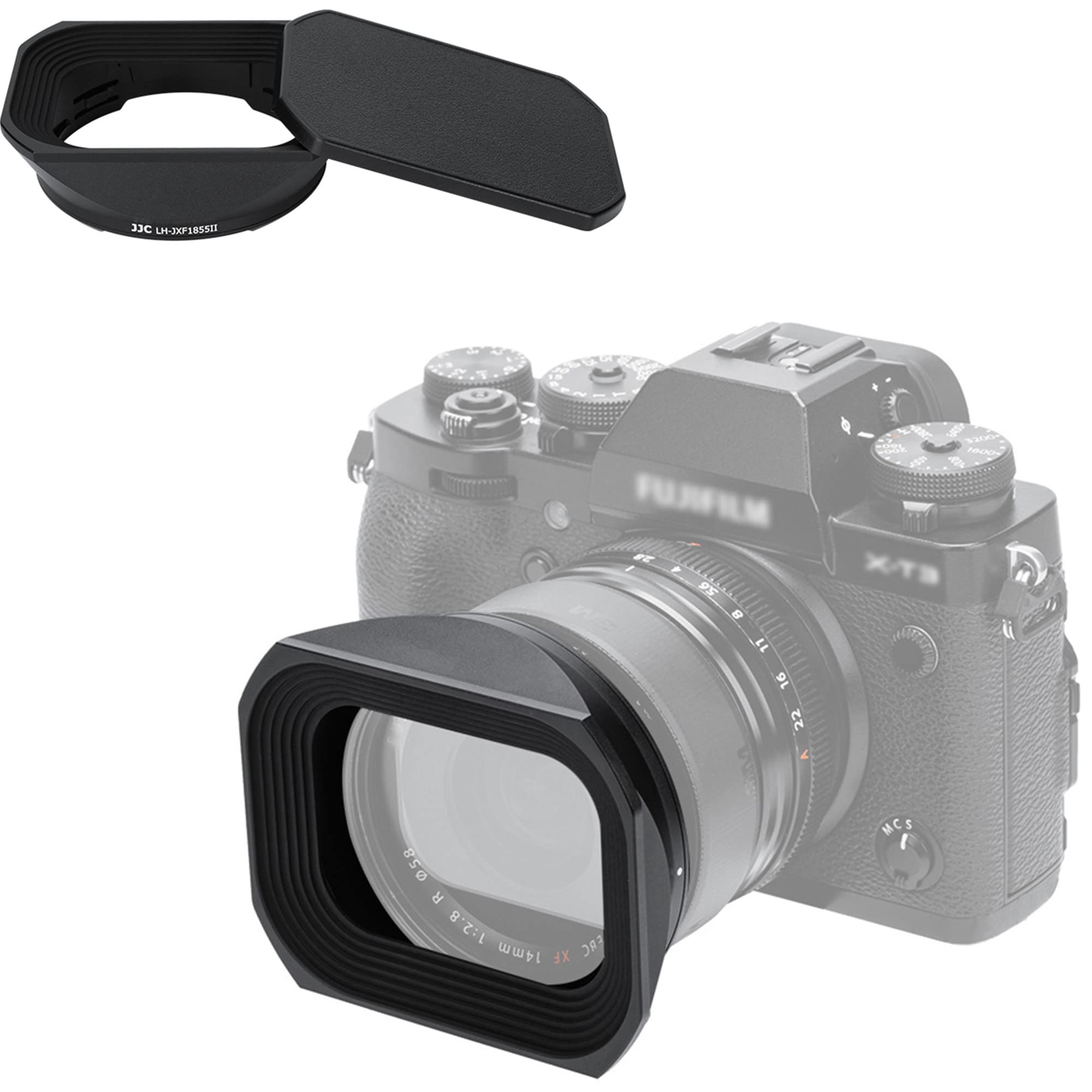 Metal Square Lens Hood With A Hood Cap For Fujifilm Fujinon Xf 14Mm F2.8 R & Fujinon Xf 18 55Mm F2.8 4 R Lm Ois On Fuji X T5 Xt5