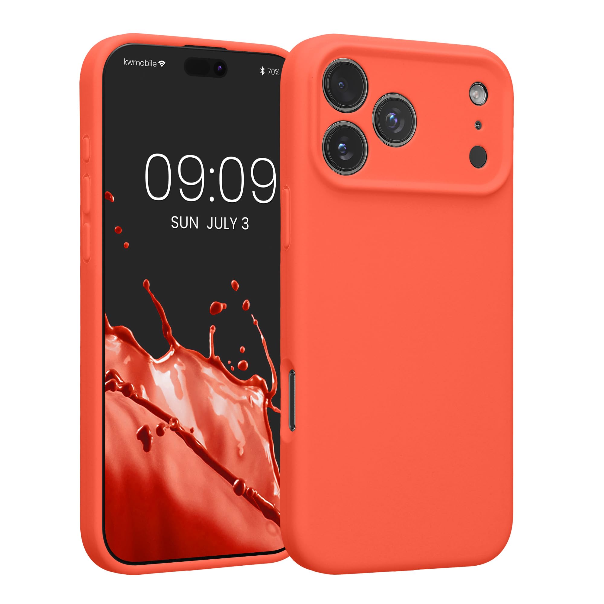 kwmobile Case Compatible with Apple iPhone 17 Pro Max Case - Slim TPU Silicone Phone Cover - Soft Touch Finish - Neon Coral