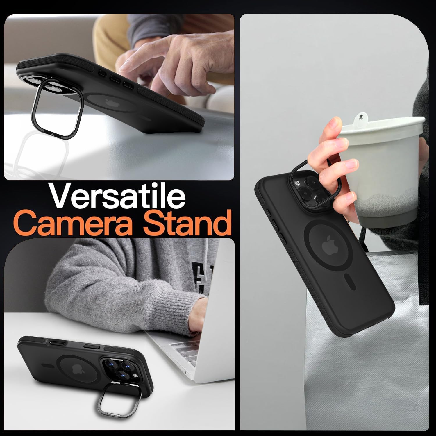 Yzoiko Magnetic Case For Iphone 16 Pro [10Ft Military Grade Protection] Built In Camera Stand Phone Case, Compatible With Fit Ma