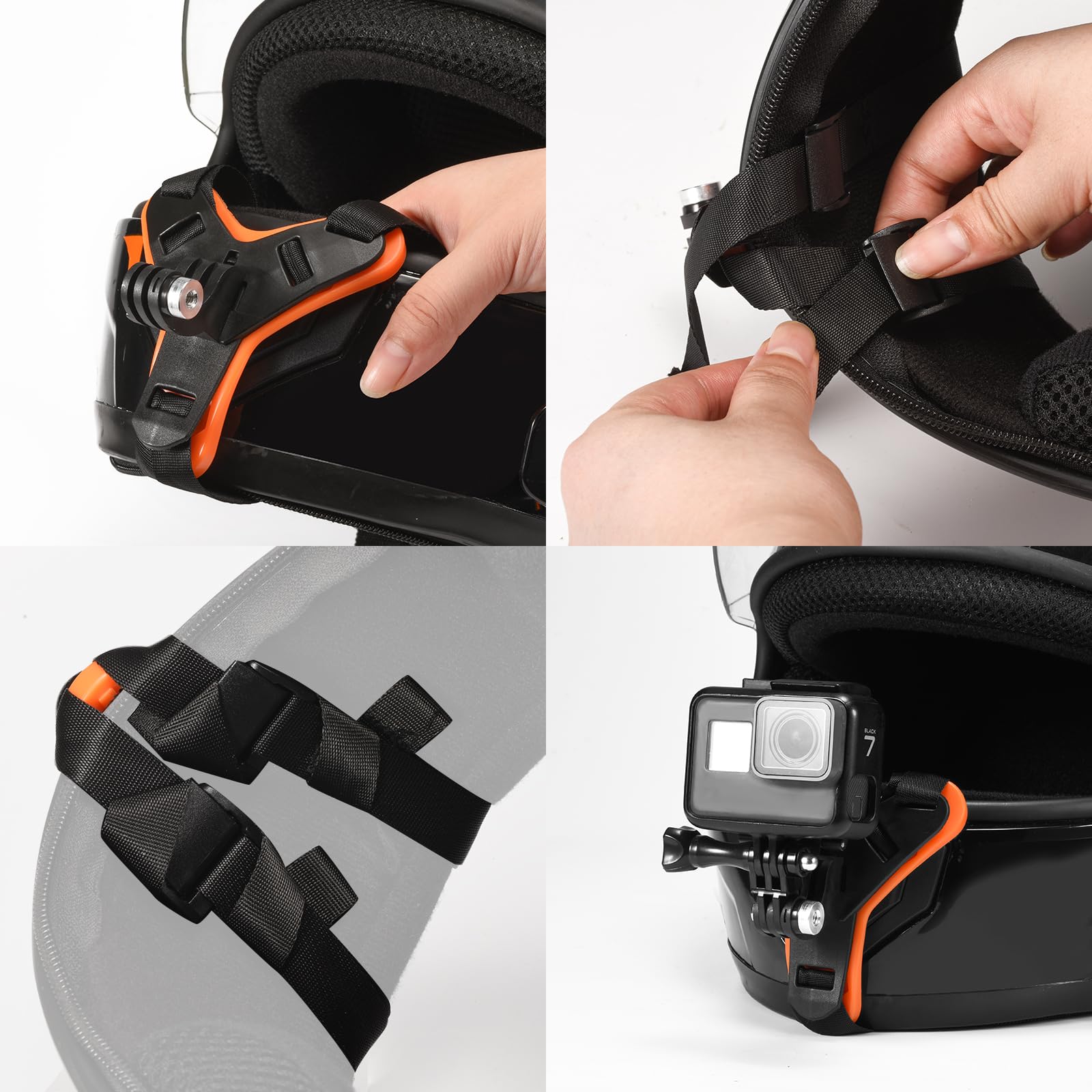 Lupholue Motorcycle Helmet Chin Strap Mount Compatible With Gopro Hero 12, 11, 10, 9, 8, 7, (2018), Hero Black, Insta 360, Sessi