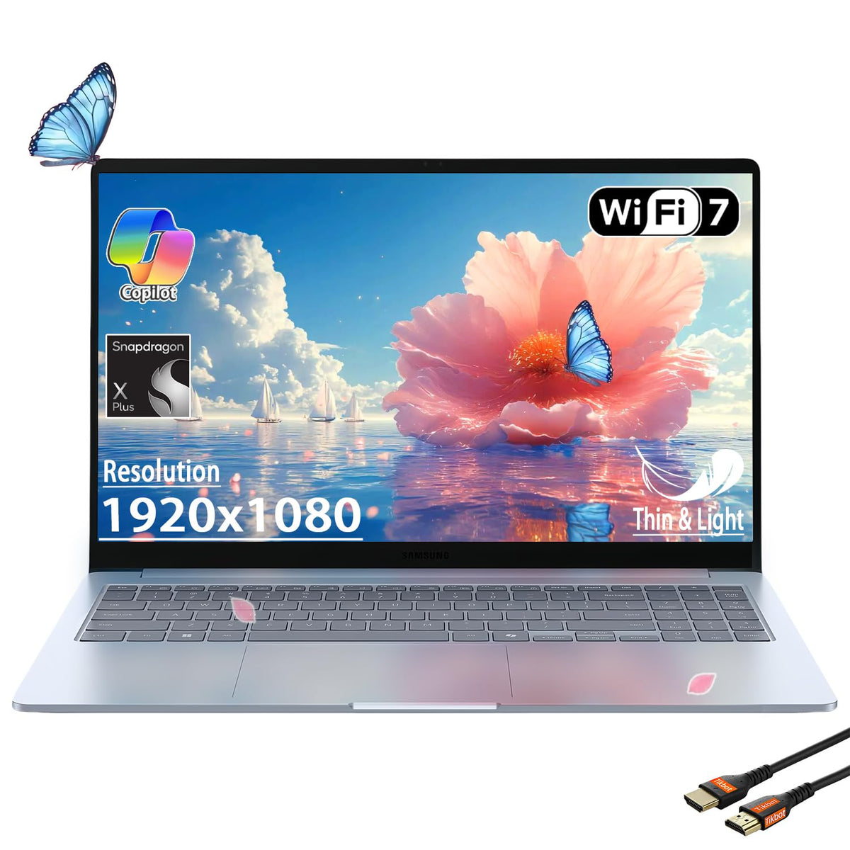 Samsung Galaxy Book4 Edge Business Laptop, 15.6'' Led Anti Glare Display, Copilot + Ai Pc Computer, Snapdragon X Plus Processor,
