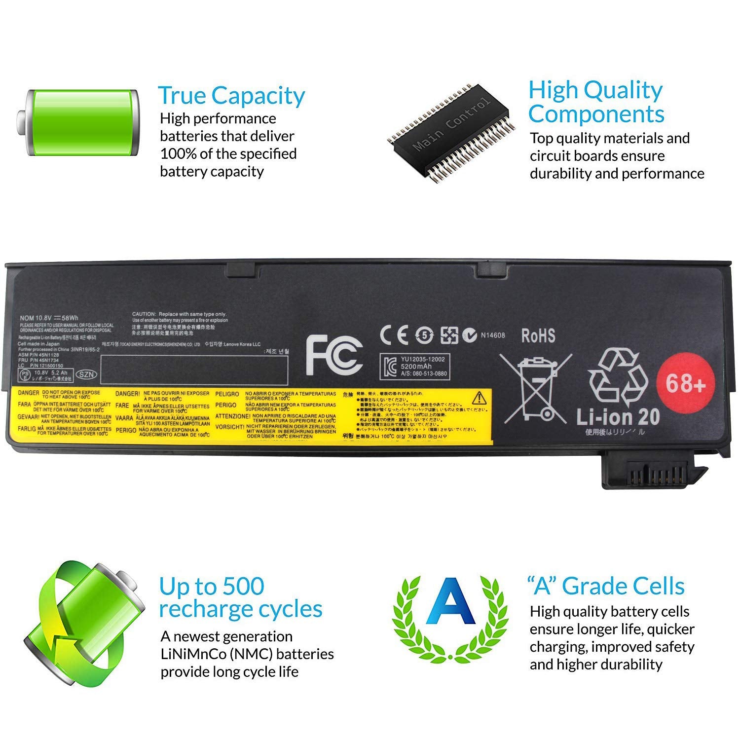 Gomarty X240 6Cell 68+ (0C52862) Battery Compatible With Lenovo T440 T440S T450 T460 T460P T550 T560 W550S X250 X260 X270 45N112