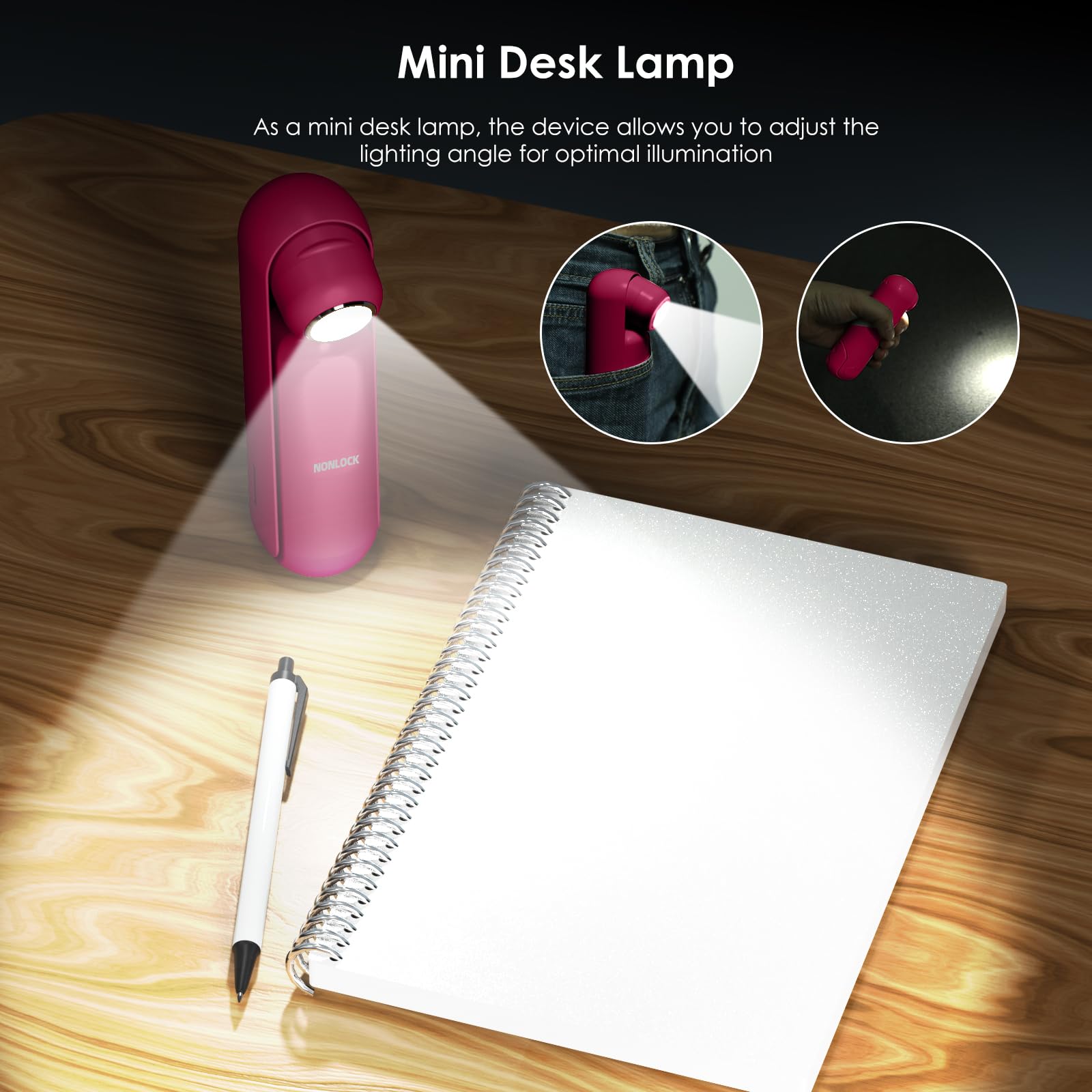 Nonlock 4 In 1 Portable Handheld Fan,Personal Foldable Cooling Fan, Mini Pocket Fan,Desk Fan,Hand Fan,Flashlight,Power Bank,Tabl