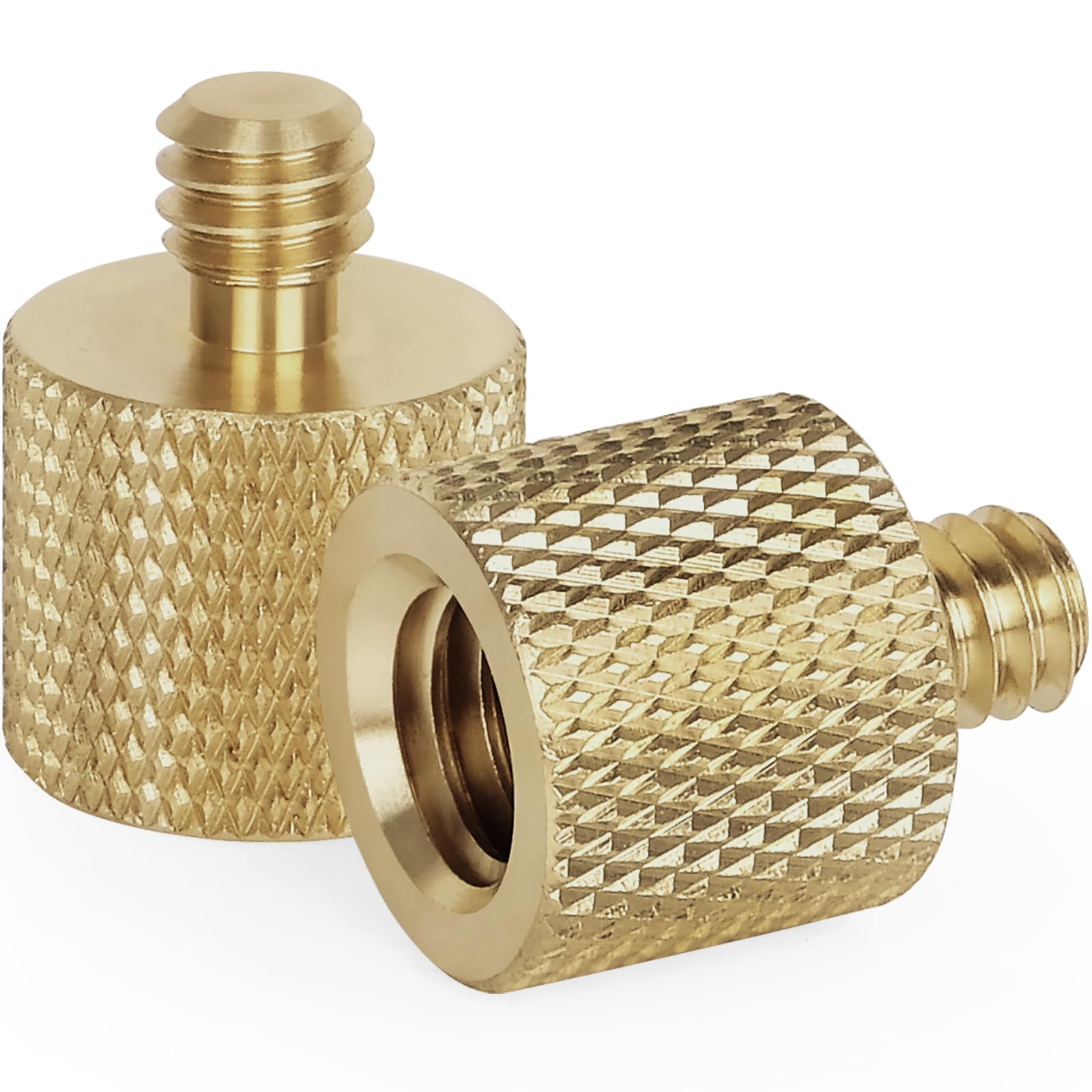 Standard 3/8-16 Female to 1/4-20 Male Tripod Thread Reducer Screw Adapter (Brass) Precision Made (2 Pack)