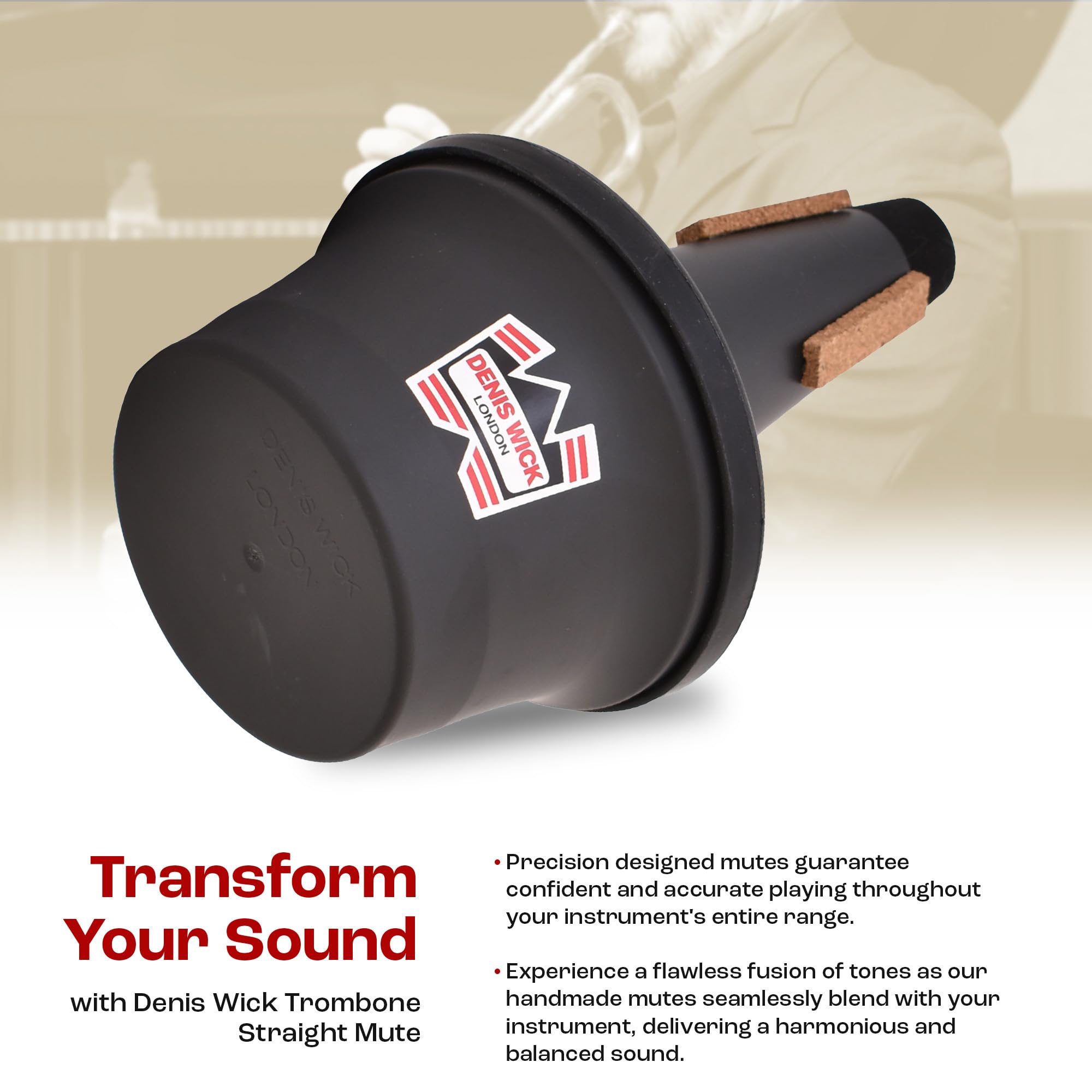 Denis Wick Synthetic Trumpet Cup Mute | Plastic Mute For Lower Tone Register | Accessories For Brass Players | Economy Priced Tr