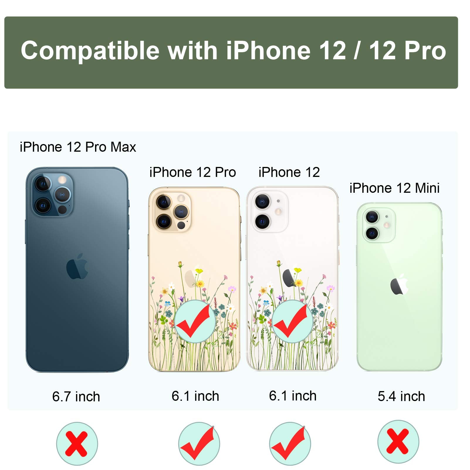Unov Case Compatible With Iphone 12 Iphone 12 Pro Case Clear With Design Slim Protective Soft Tpu Bumper Embossed Pattern 6.1 In
