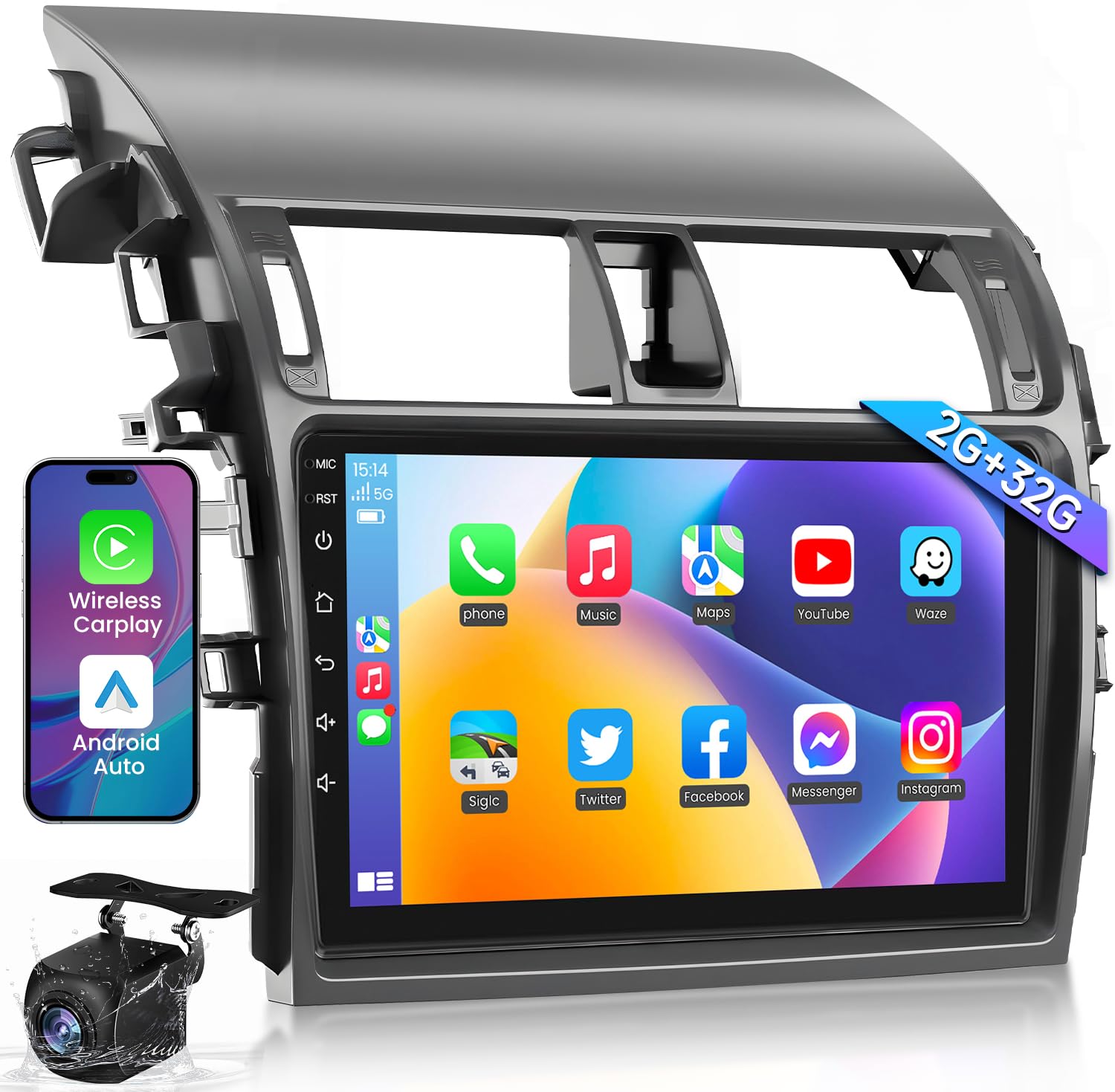 (2+32G) Android Car Radio For Toyota Corolla 2009 2013   9 Inch Touchscreen With Aapple Carplay  Android Auto Gps Bluetooth Swc 
