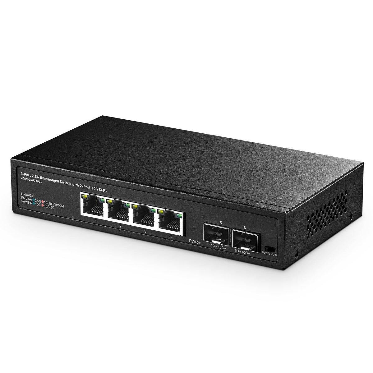 Binardat 4 Port 2.5G Switch With 2X10G Sfp, 4 X 2.5 Gigabit Rj 45 Ethernet Ports, Support Vlan, Metal Unmanaged Multi Gigabit De