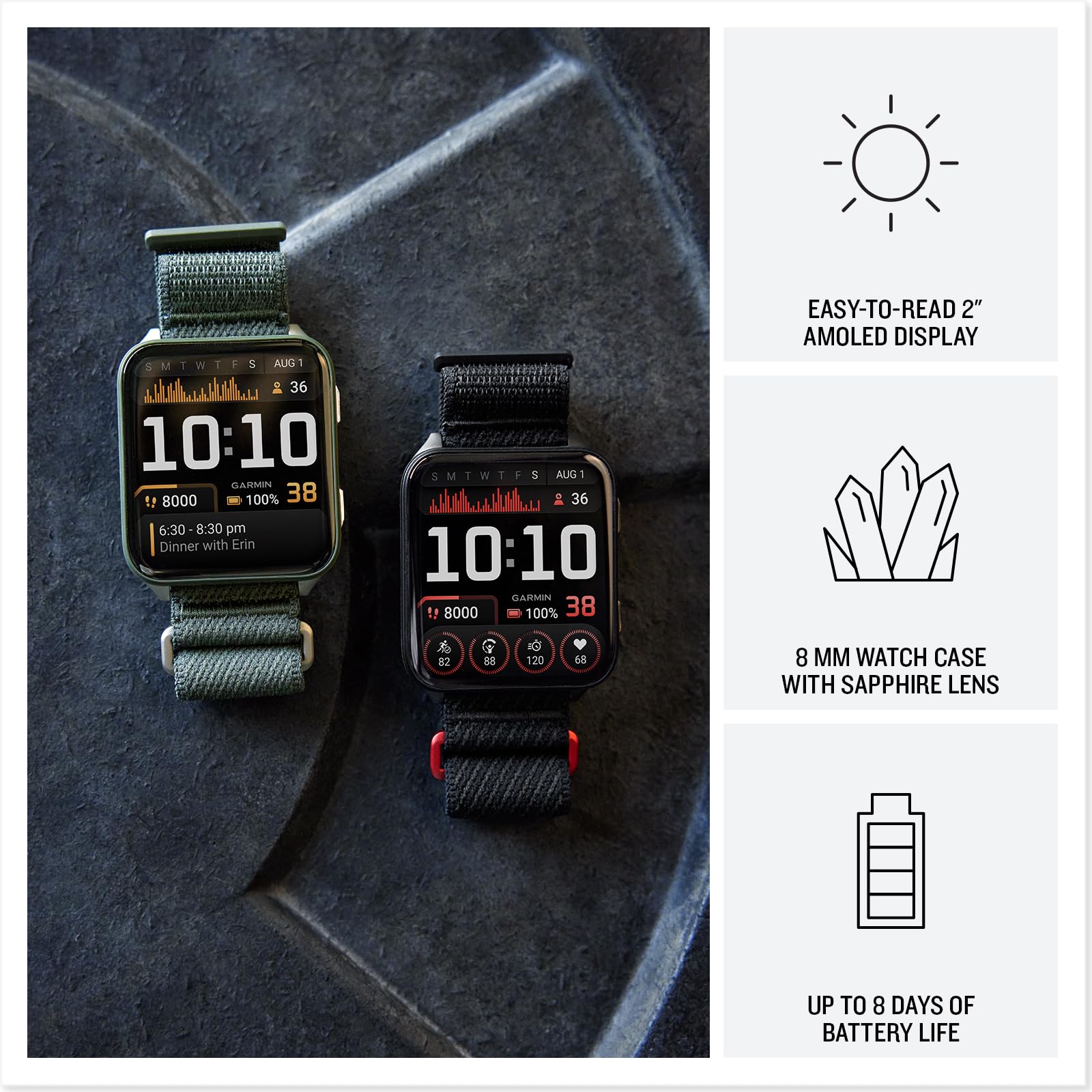 Garmin Venu X1, Thin And Lightweight Gps Smartwatch, Amoled Display, Advanced Health And Fitness Features, Black With Slate Tita